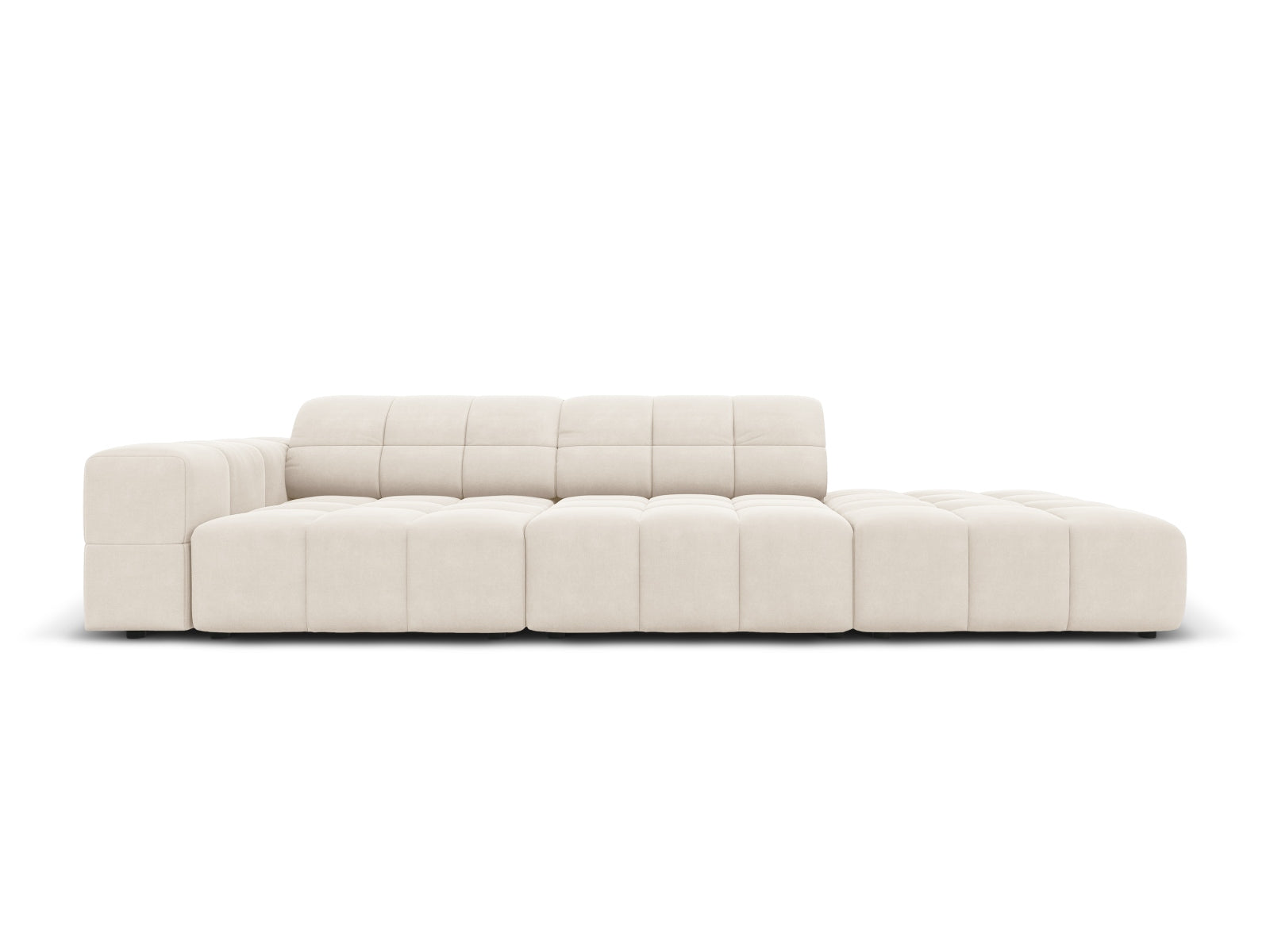Chicago Velour Sofa rechts 3 Sitzer 102cm in Light Beige präsentiert im Onlineshop von KAQTU Design AG. L-Sofa rechts ist von Cosmopolitan Design