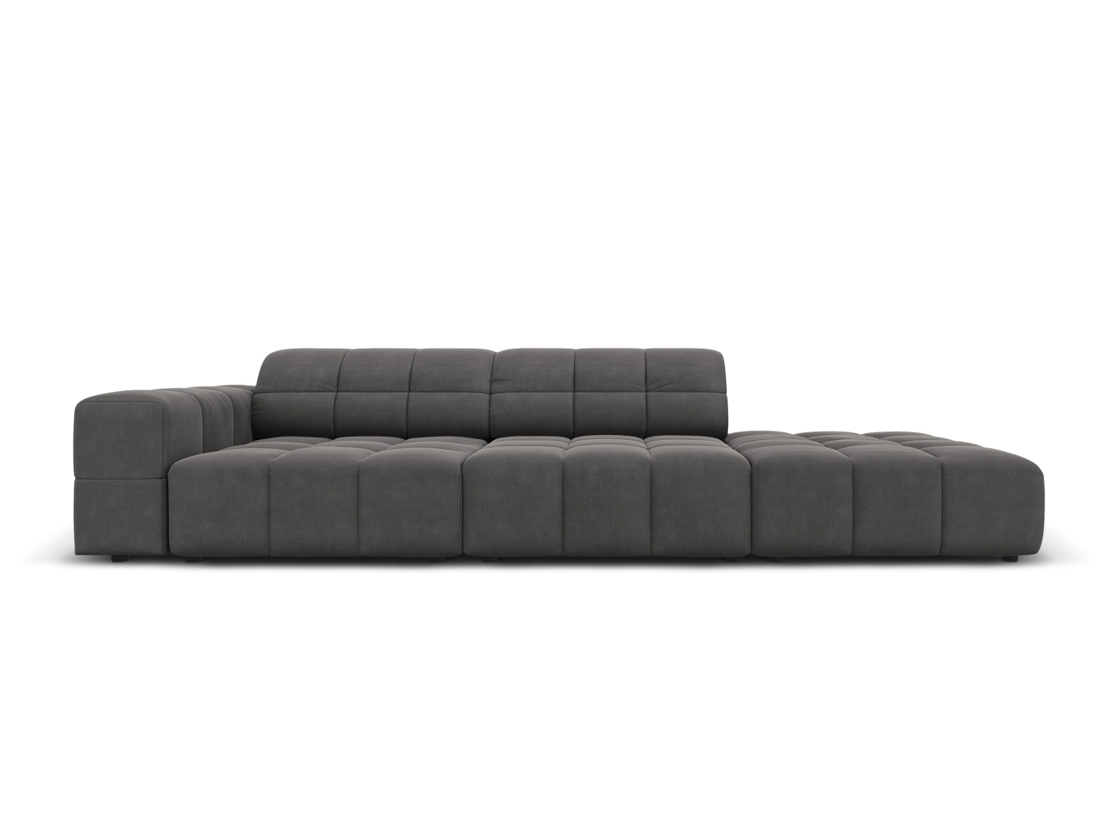 Chicago Velour Sofa rechts 3 Sitzer 102cm in Grey präsentiert im Onlineshop von KAQTU Design AG. L-Sofa rechts ist von Cosmopolitan Design