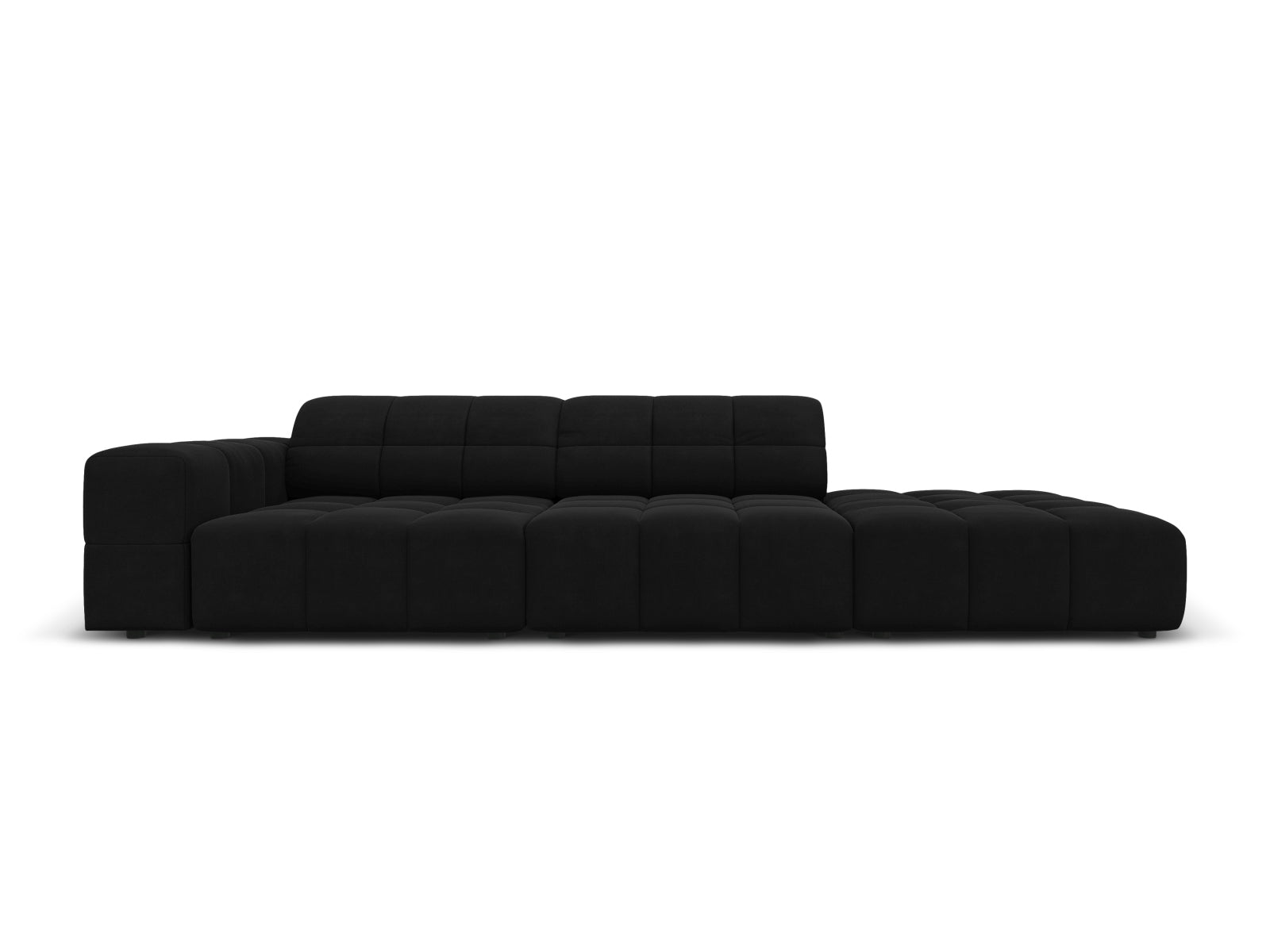Chicago Velour Sofa rechts 3 Sitzer 102cm in Black präsentiert im Onlineshop von KAQTU Design AG. L-Sofa rechts ist von Cosmopolitan Design