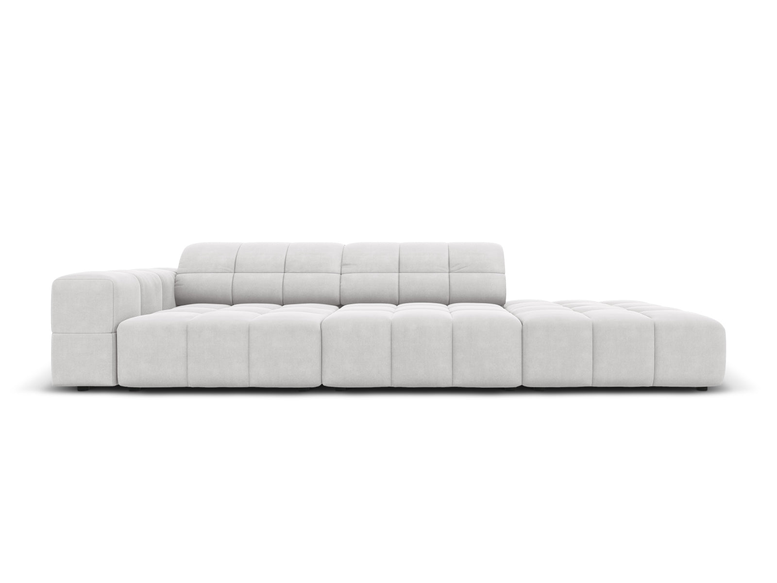 Chicago Velour Sofa rechts 3 Sitzer 102cm in Silver präsentiert im Onlineshop von KAQTU Design AG. L-Sofa rechts ist von Cosmopolitan Design
