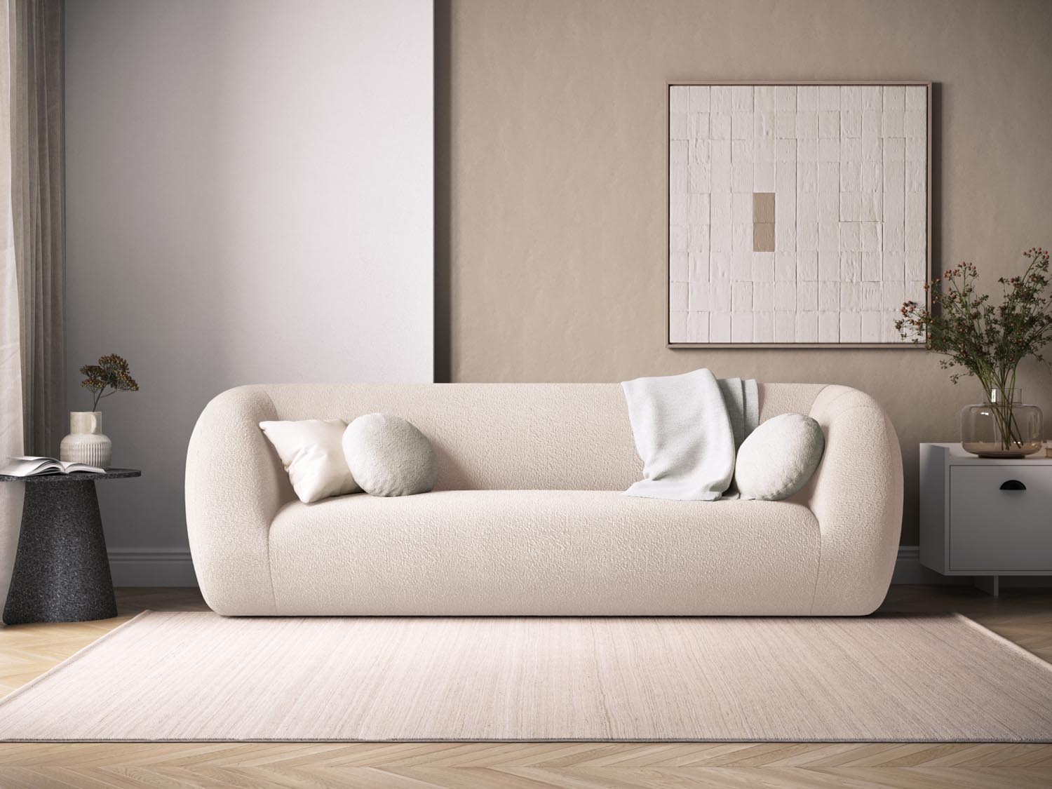 Elegantes 3-Sitzer Sofa "Essen" in stilvollem Boucle-Stoff, ideal für moderne Wohnräume, präsentiert von Cosmopolitan Design.