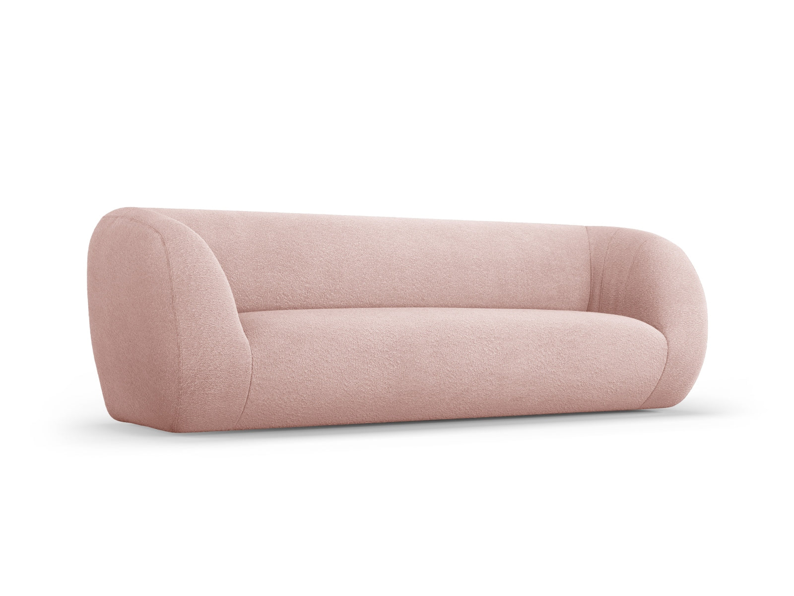 Stilvolles 3-Sitzer Boucle Sofa "Essen" in zartem Powder Pink, ideal für ein modernes und gemütliches Wohnambiente von Cosmopolitan Design.