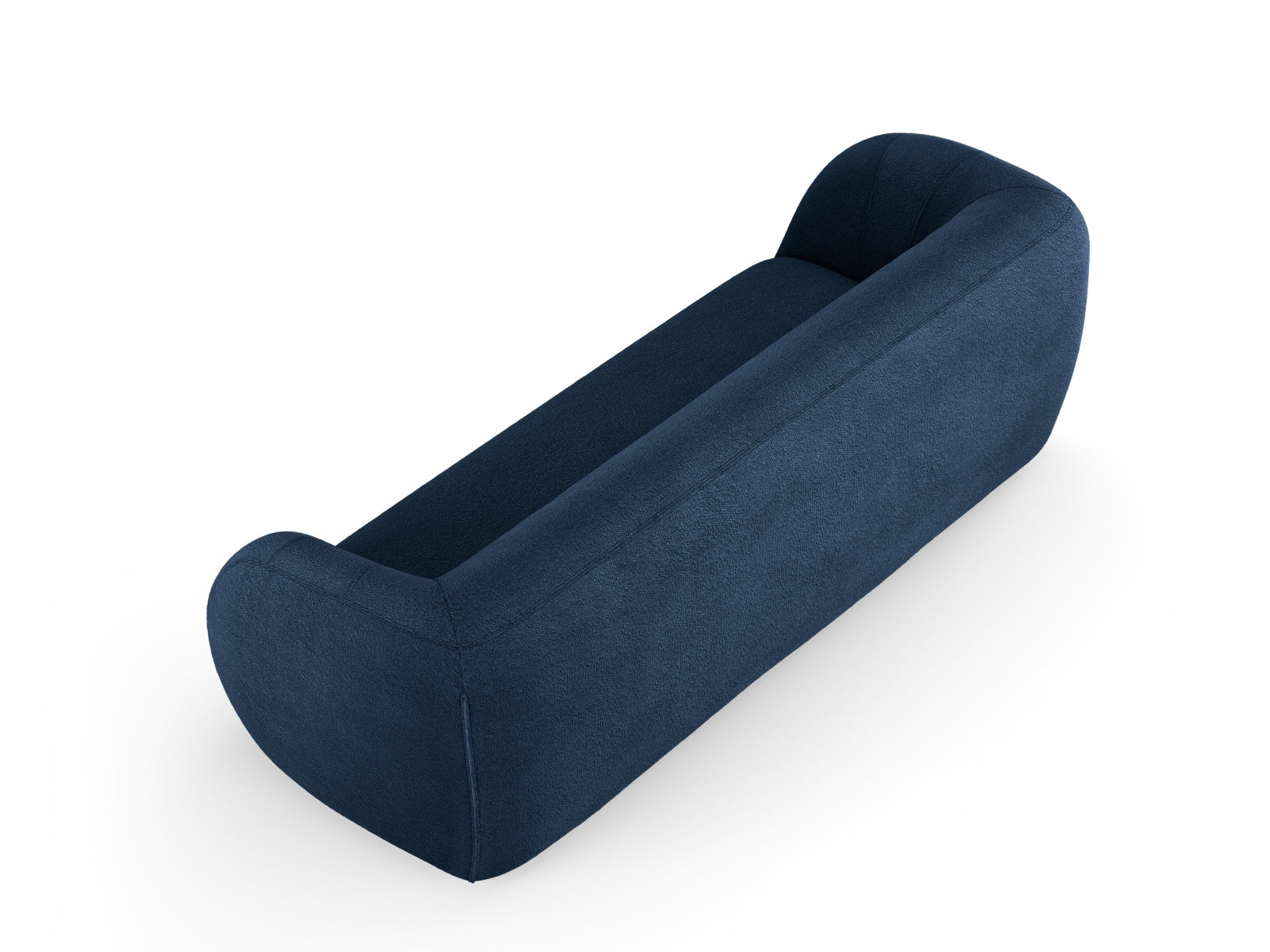 Elegantes 3-Sitzer Sofa "Essen" in edler Boucle-Oberfläche, tiefblau, ideal für stilvolle Wohnräume von Cosmopolitan Design.