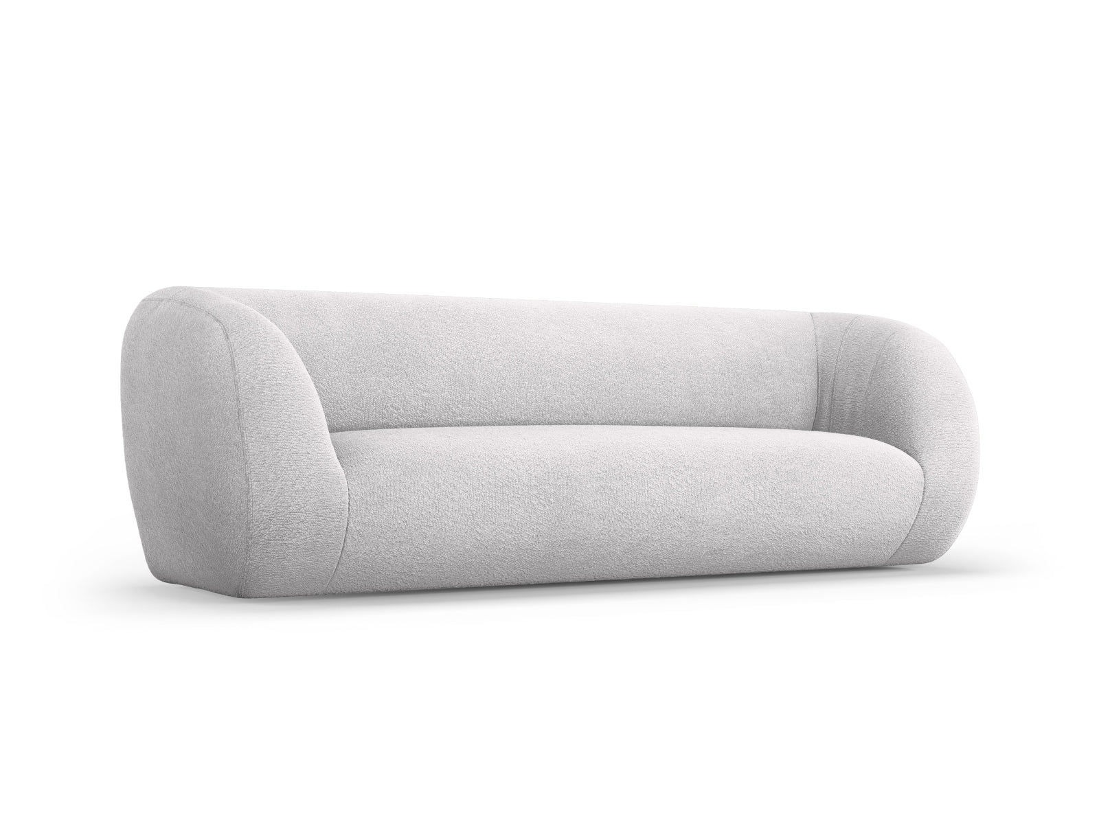 Stilvolles 3-Sitzer Sofa "Essen" in sanfter Boucle-Textur, hellgrau, perfekt für moderne Wohnkonzepte von Cosmopolitan Design.