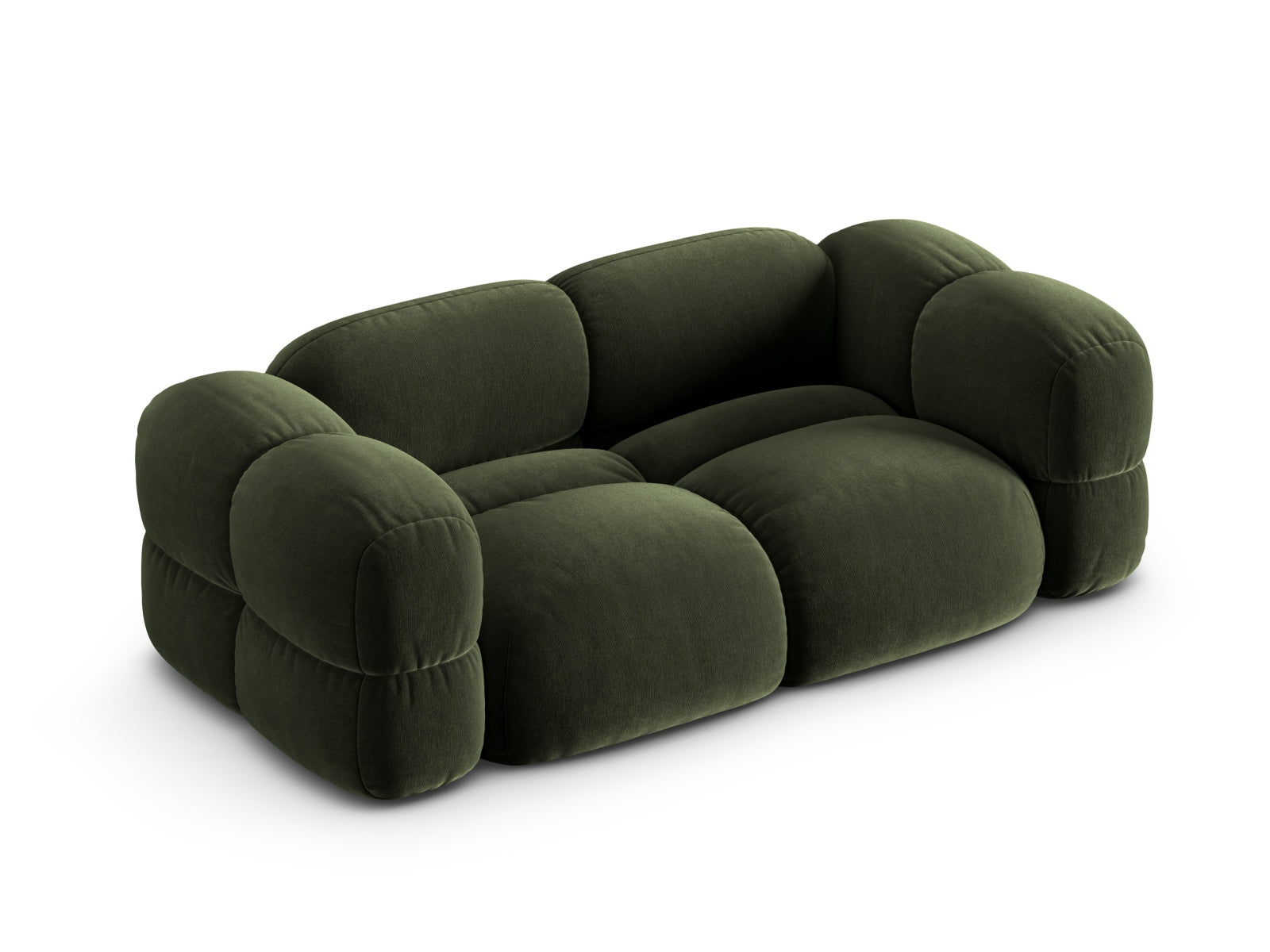 Elegantes 3-Sitzer Sofa Loretto aus weichem Velours in ansprechendem Grün, ideal für moderne Wohnräume und entspannte Stunden.