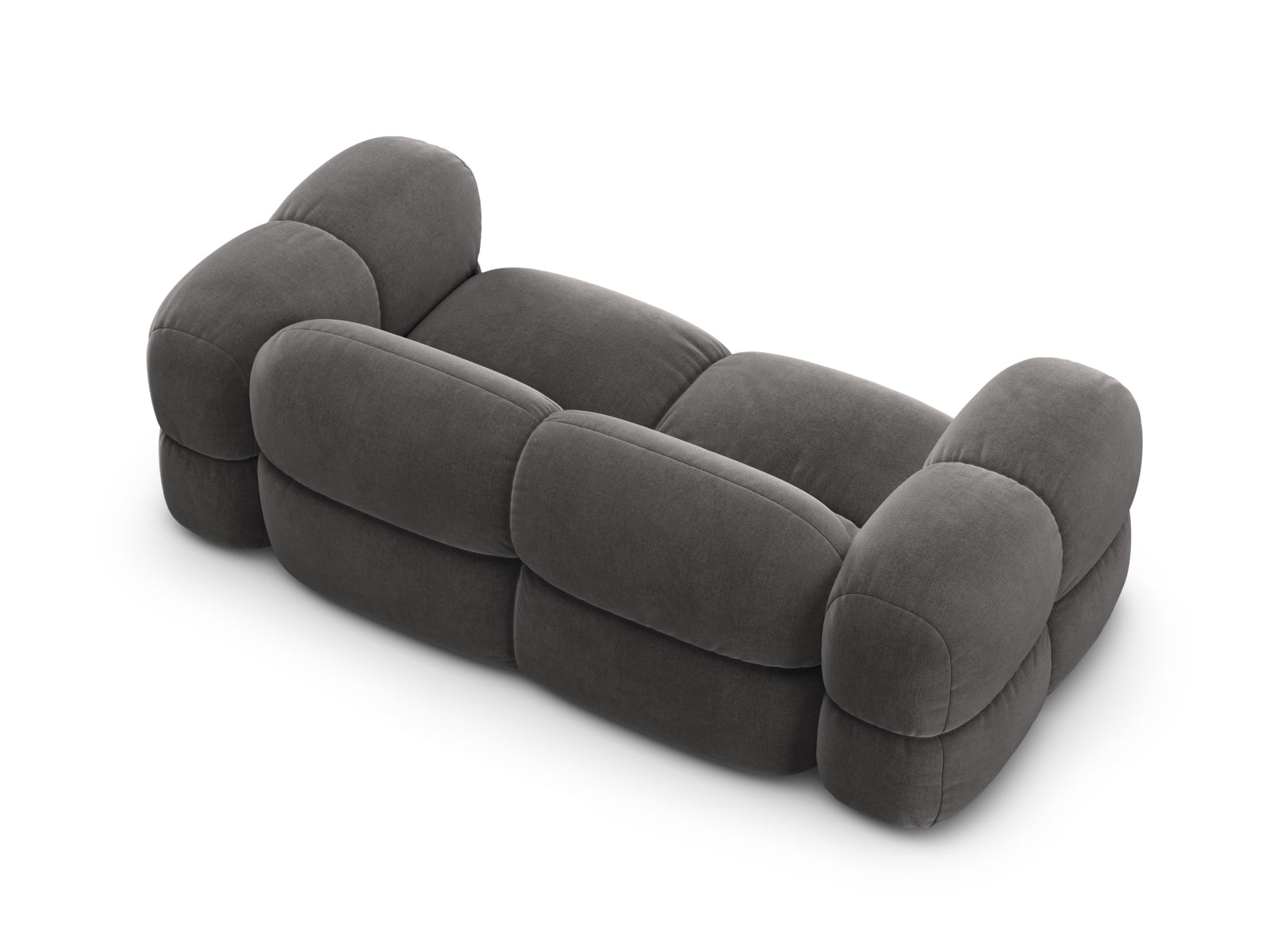 Stilvolles 3-Sitzer Velours Sofa Loretto in Grau, perfekt für moderne Wohnräume und entspannte Stunden mit Freunden und Familie.