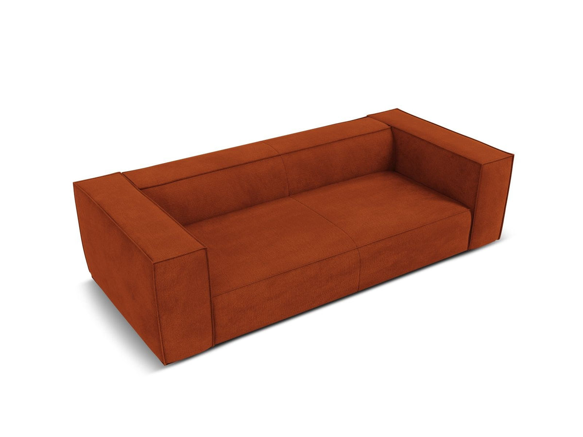 Beiges 3er Sofa Turin von Cosmopolitan Design mit Chenille-Stoffbezug Rosario, Massivholzrahmen und Beinen aus schwarzem Buchenholz.