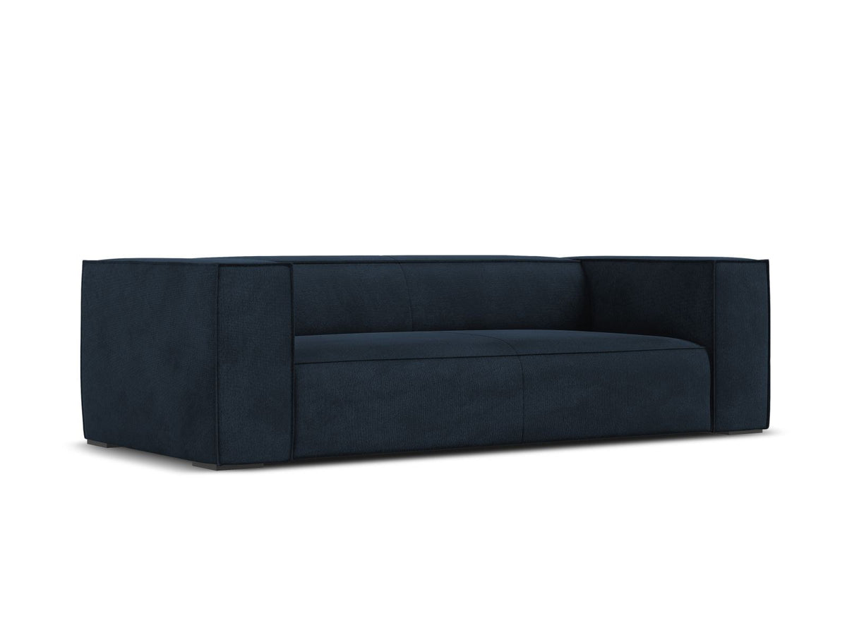 Beiges 3er Sofa Turin von Cosmopolitan Design mit Chenille-Stoffbezug Rosario, Massivholzrahmen und Beinen aus schwarzem Buchenholz.