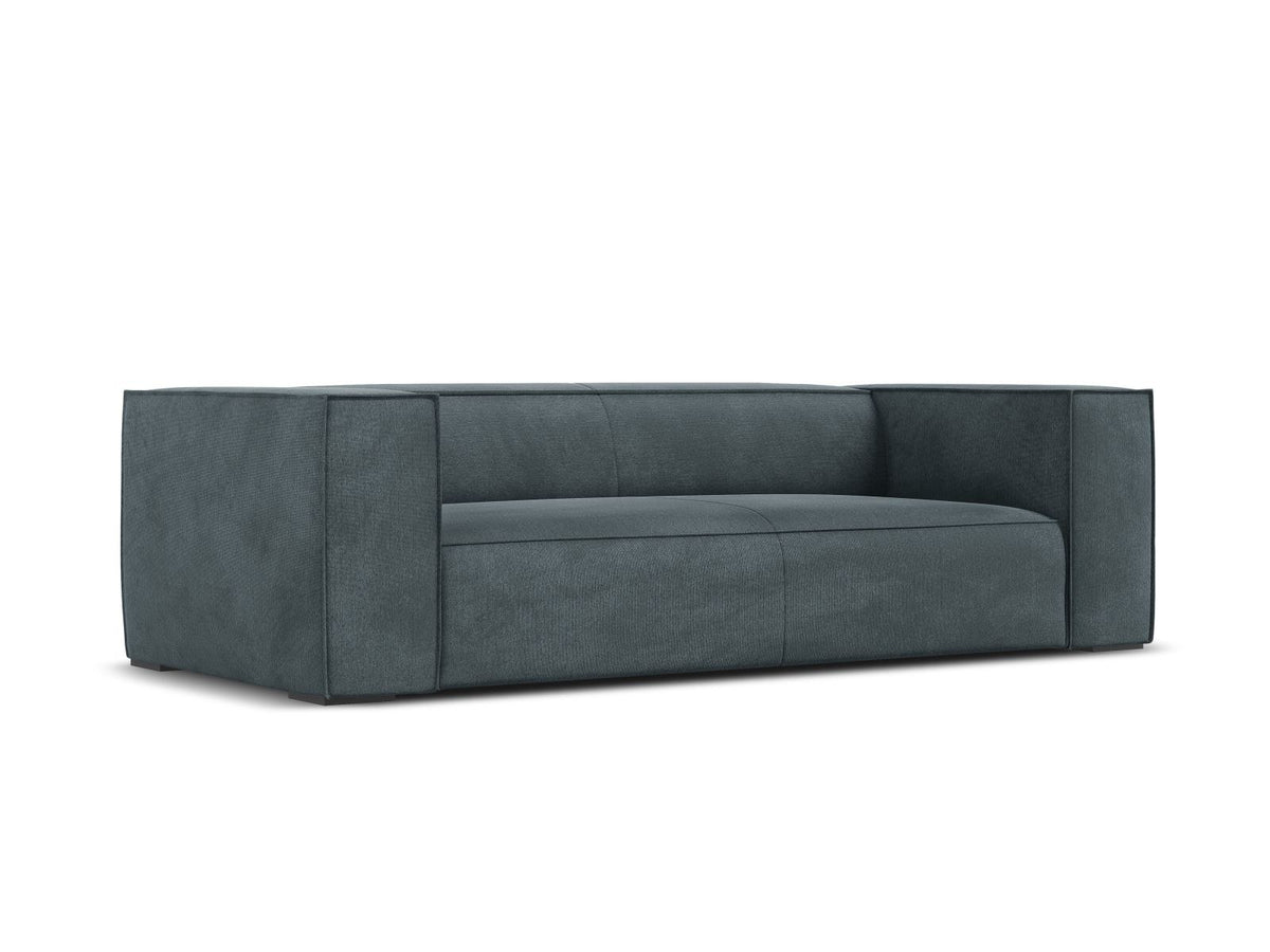 Beiges 3er Sofa Turin von Cosmopolitan Design mit Chenille-Stoffbezug Rosario, Massivholzrahmen und Beinen aus schwarzem Buchenholz.