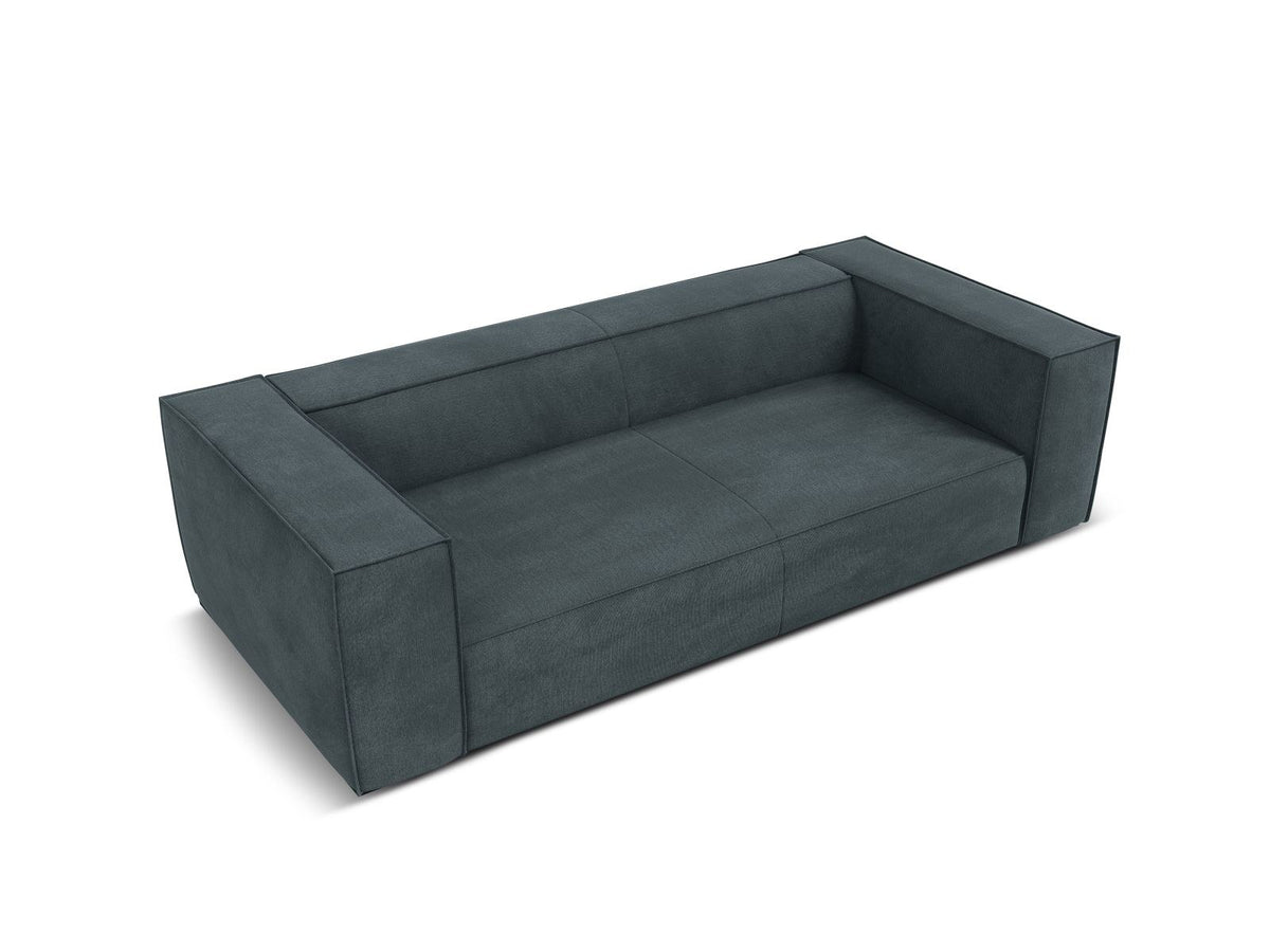 Beiges 3er Sofa Turin von Cosmopolitan Design mit Chenille-Stoffbezug Rosario, Massivholzrahmen und Beinen aus schwarzem Buchenholz.