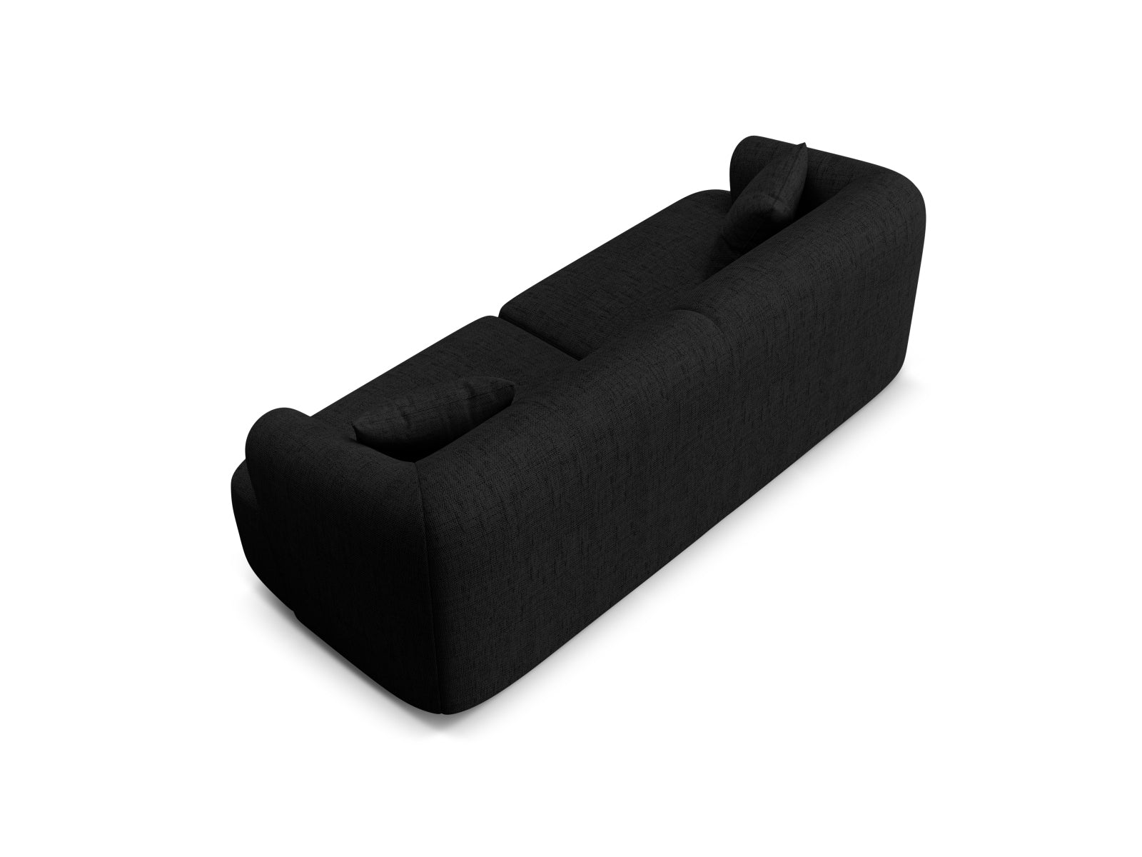 Stilvolles 3-Sitzer Sofa Campi in zeitlosem Schwarz, perfekt für vielseitige Einrichtungsideen und komfortable Entspannung.