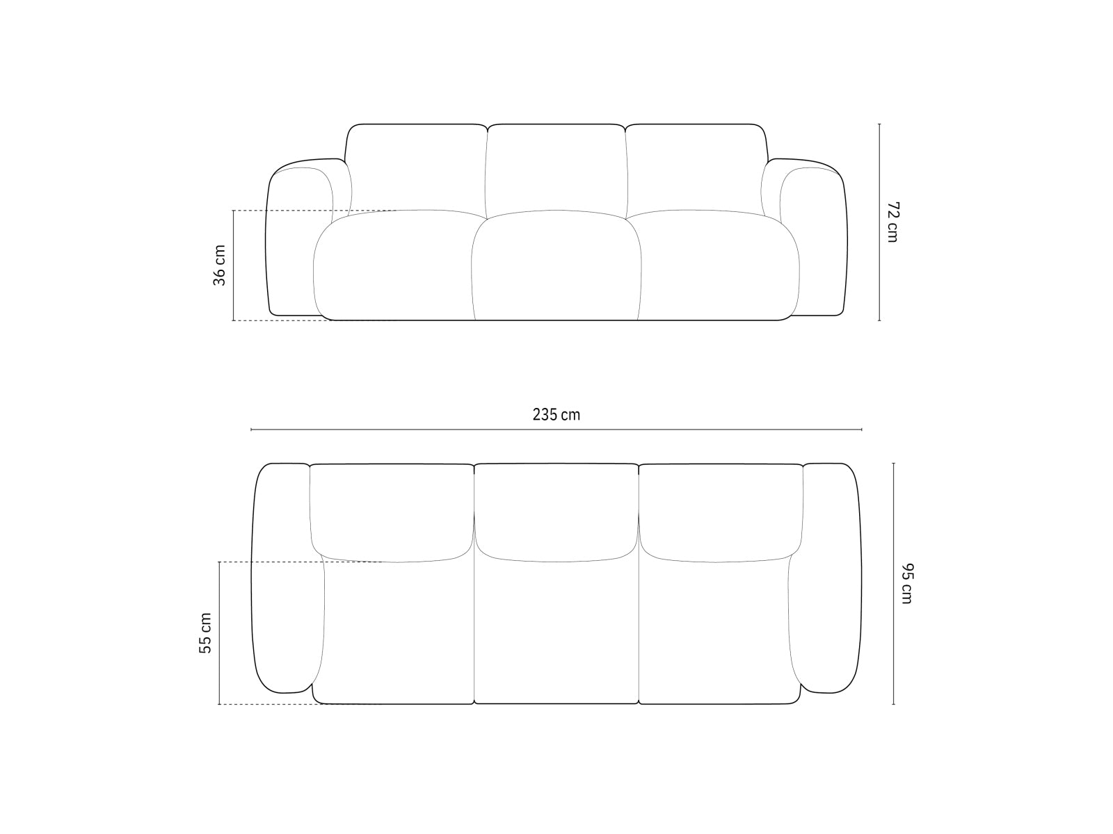 Elegantes 3-Sitzer Sofa Nolio in warmem Terracotta, ideal für stilvolle Wohnräume. Bequeme Polsterung und modernes Design vereinen sich.