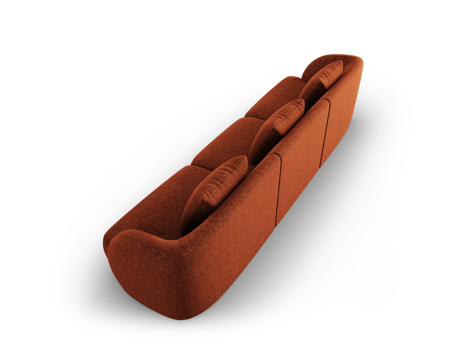 Stilvolles 3-Sitzer Sofa Tulum in warmem Terracotta, perfekt für moderne Wohnkonzepte von Cosmopolitan Design.