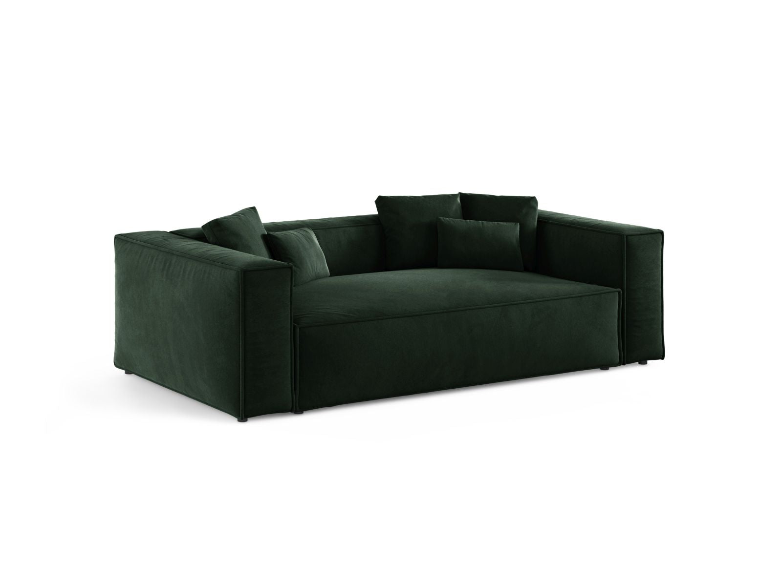 Elegantes 3-Sitzer Sofa Aveiro in sattem Flaschengrün, stilvoll und modern, ideal für jedes Wohnzimmer, erhältlich bei KAQTU Design AG.