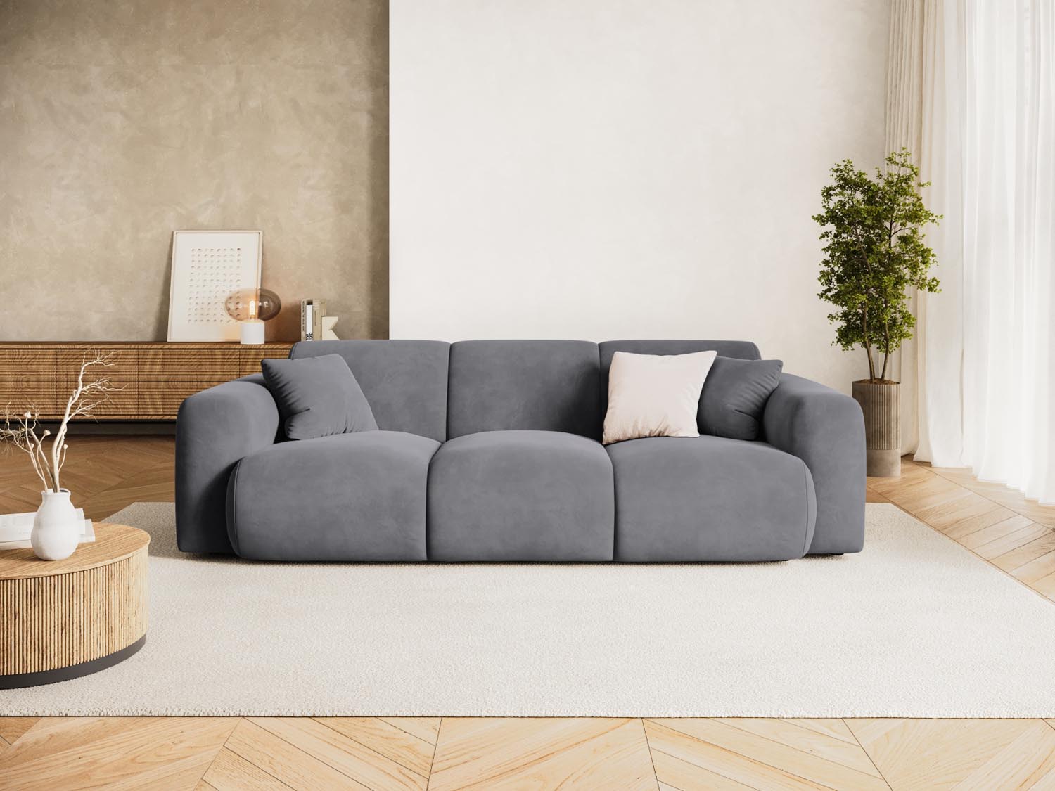 Entdecken Sie das stilvolle Nolio Velour Sofa 3 Sitzer (95cm) von Cosmopolitan Design – ideal für kleine Räume und modernes Wohnen.