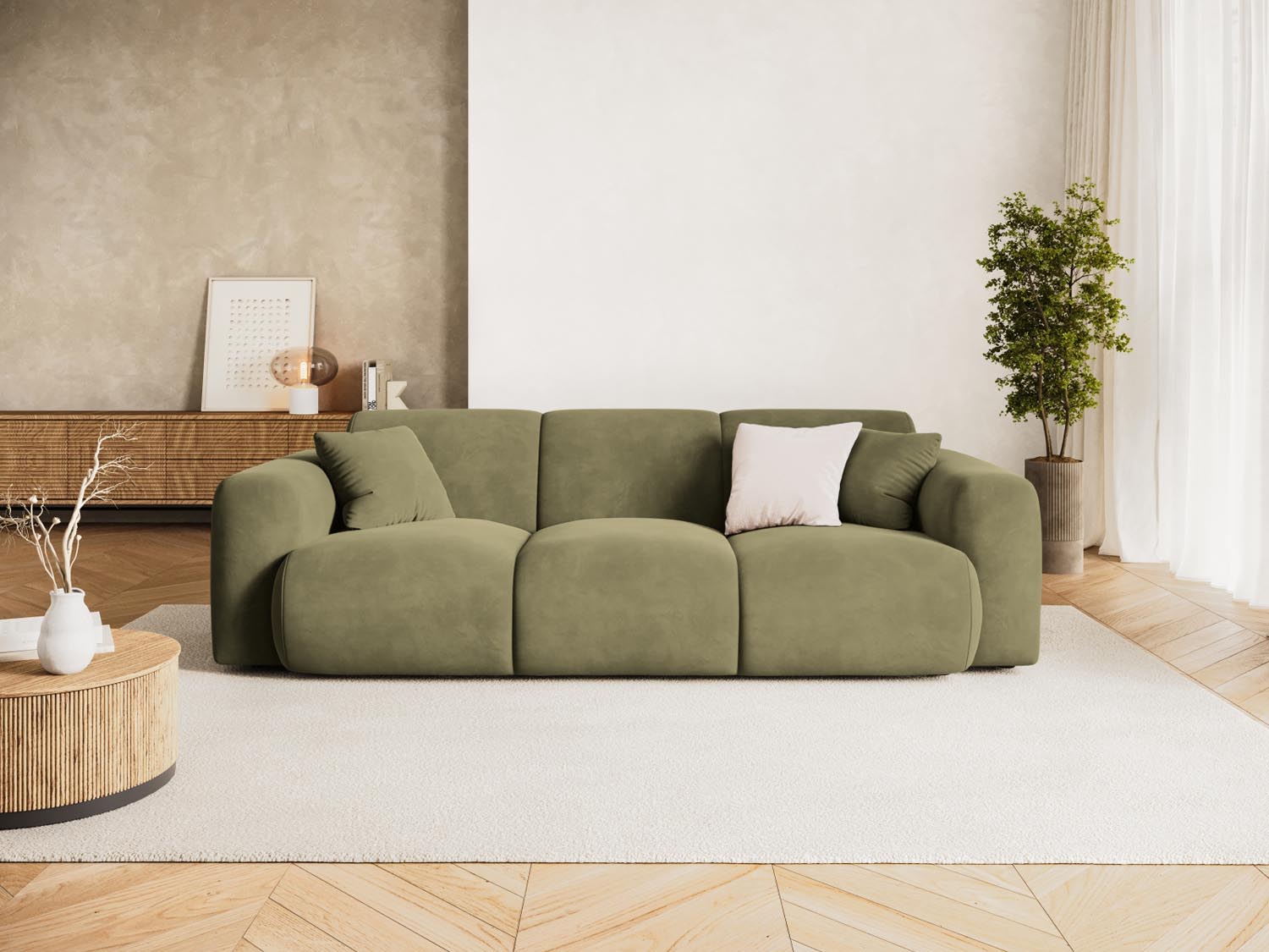 Entdecken Sie das stilvolle Nolio Velour Sofa 3 Sitzer (95cm) von Cosmopolitan Design – ideal für kompakte Wohnräume und zeitgemässe Einrichtung.