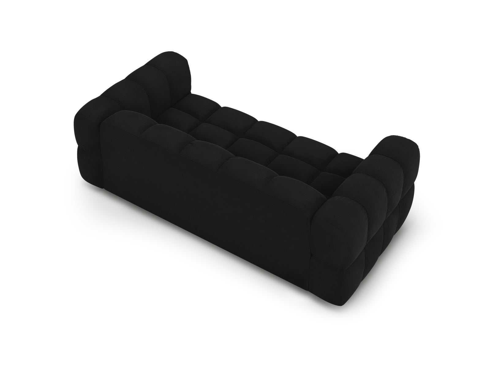 Schickes 3-Sitzer Sofa aus Sky Velour in edlem Schwarz, 102 cm breit, perfekt für moderne und elegante Wohnambiente von Cosmopolitan Design.