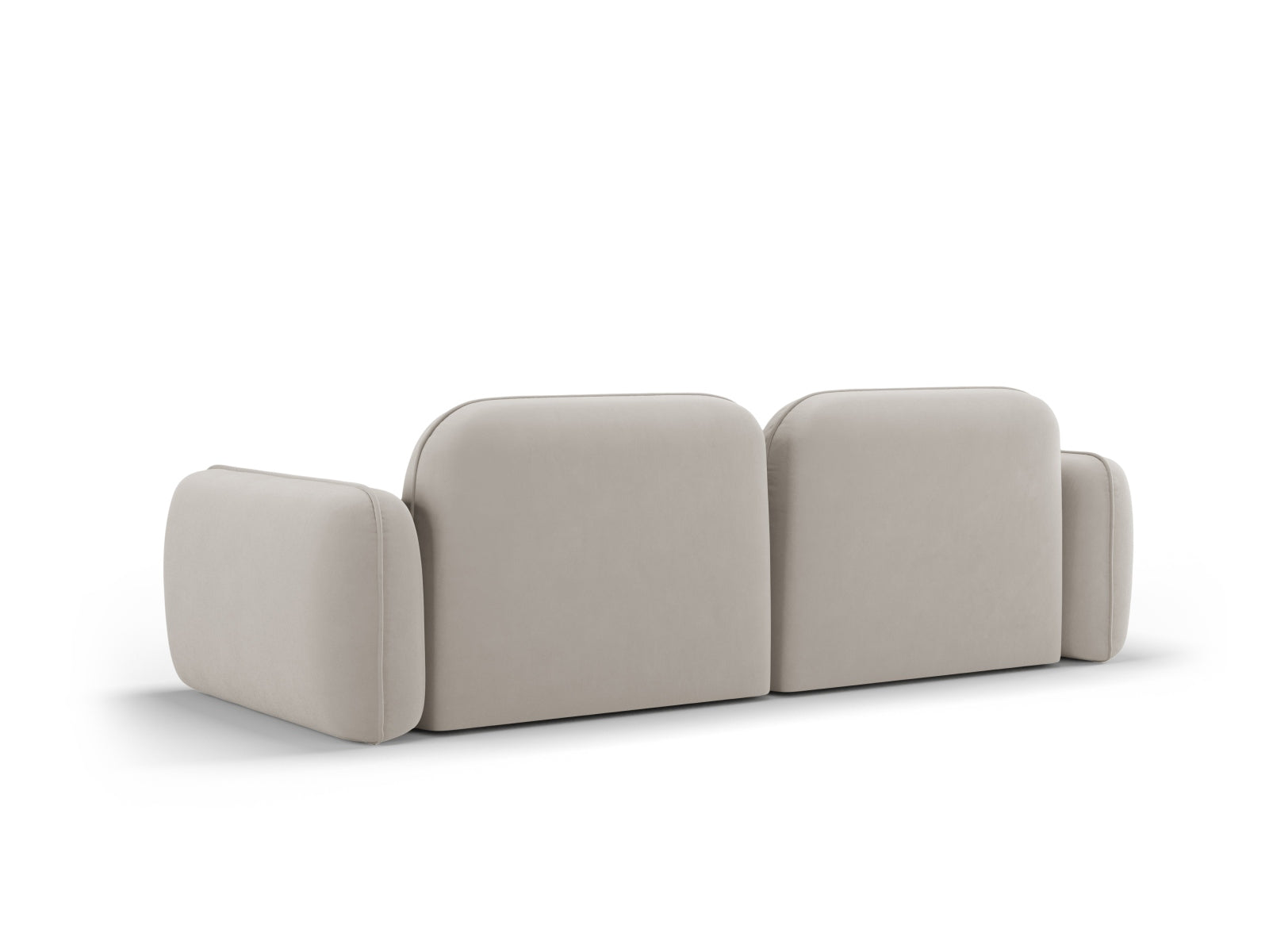 Elegantes 3-Sitzer Sofa Sydney aus weichem Velours in neutralem Beige, ideal für stilvolle Wohnräume und gemütliche Abende.