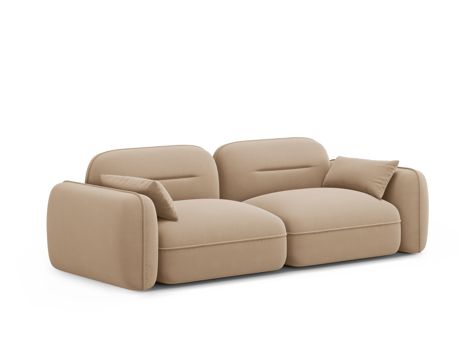 Modernes 3-Sitzer Sofa Sydney aus Velours in Sand-Casino, perfekt für gemütliche und stilvolle Wohnambiente.