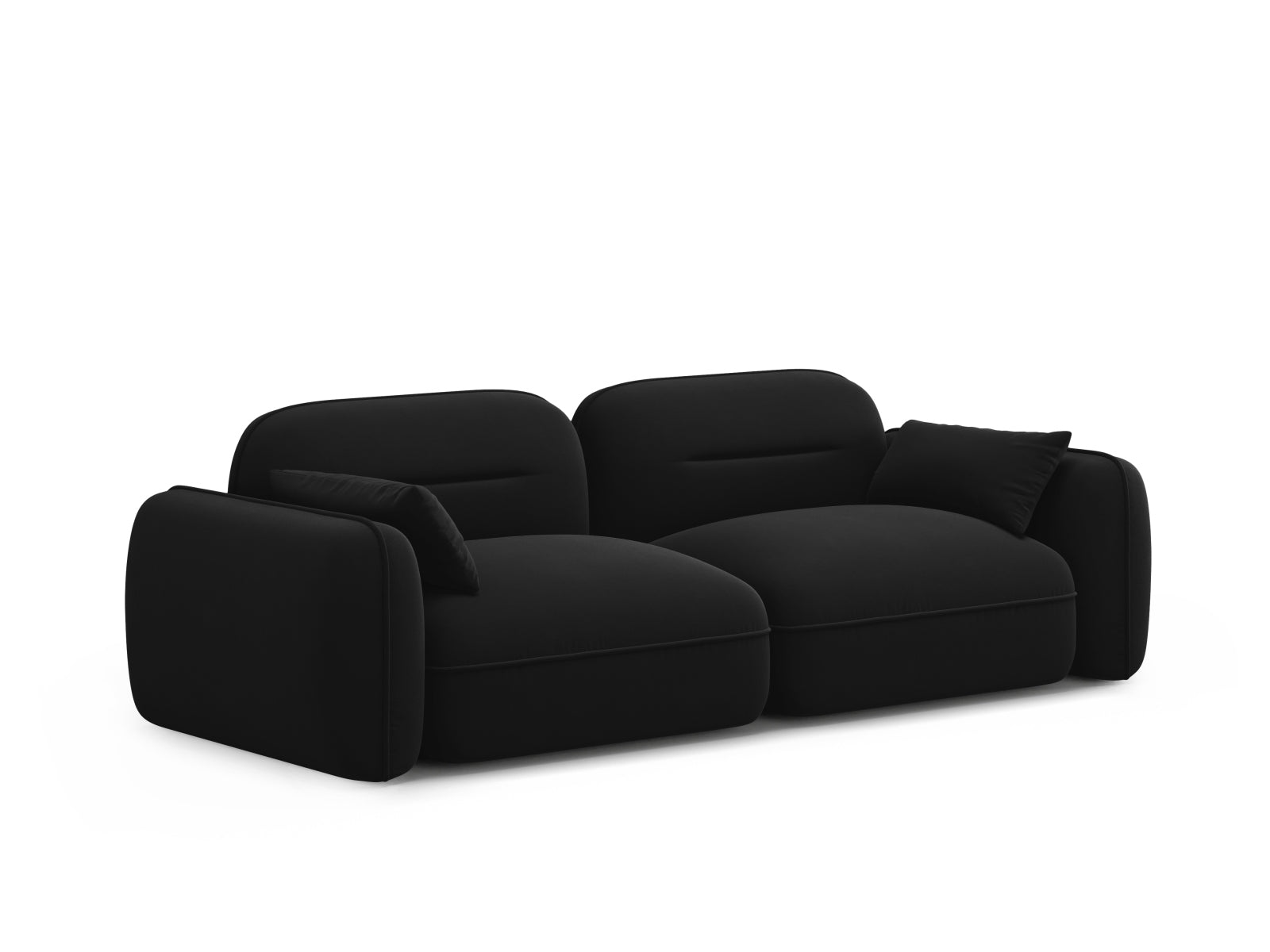 Schwarzes Sydney Velour Modular Sofa mit 3 Sitzen, perfekt für moderne Wohnkonzepte und stilvolle Einrichtungsideen.