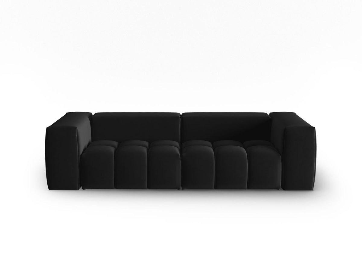 Modulares 3er Sofa Verona in Sand-Casino Samtstoff mit Massivholzrahmen und schwarzen Kunststoffbeinen, Cosmopolitan Design.