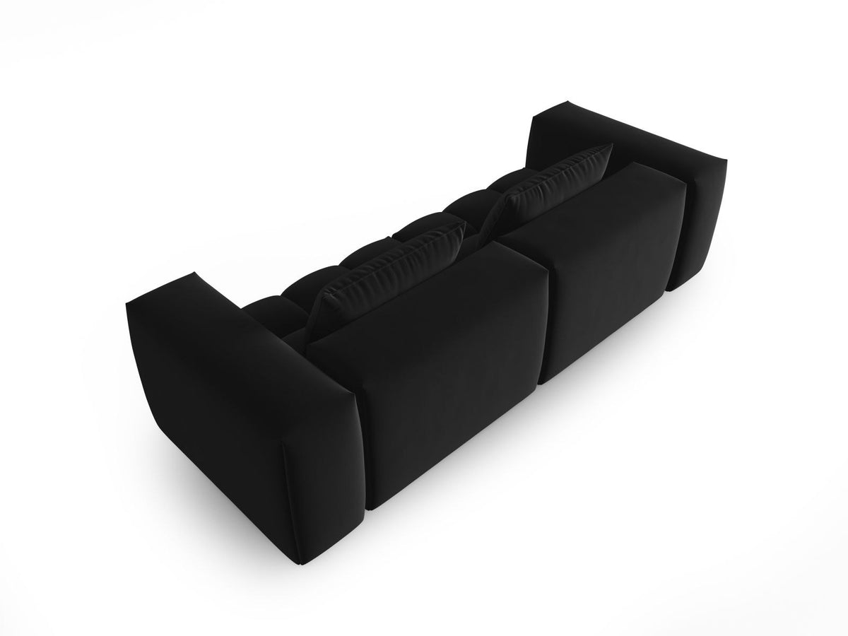 Modulares 3er Sofa Verona in Sand-Casino Samtstoff mit Massivholzrahmen und schwarzen Kunststoffbeinen, Cosmopolitan Design.