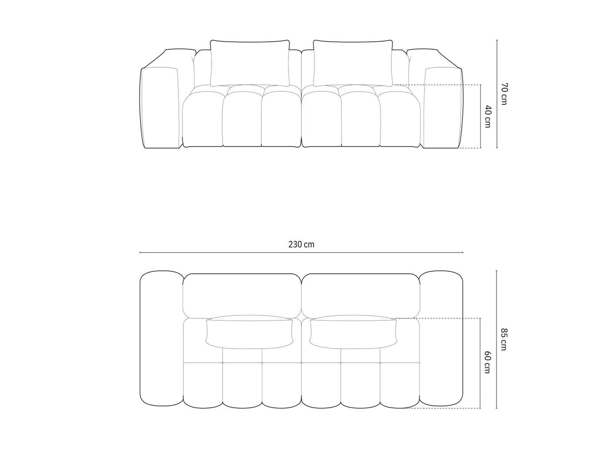 Modulares 3er Sofa Verona in Sand-Casino Samtstoff mit Massivholzrahmen und schwarzen Kunststoffbeinen, Cosmopolitan Design.