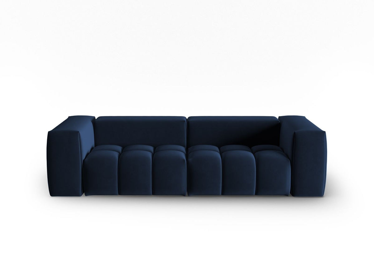 Modulares 3er Sofa Verona in Sand-Casino Samtstoff mit Massivholzrahmen und schwarzen Kunststoffbeinen, Cosmopolitan Design.