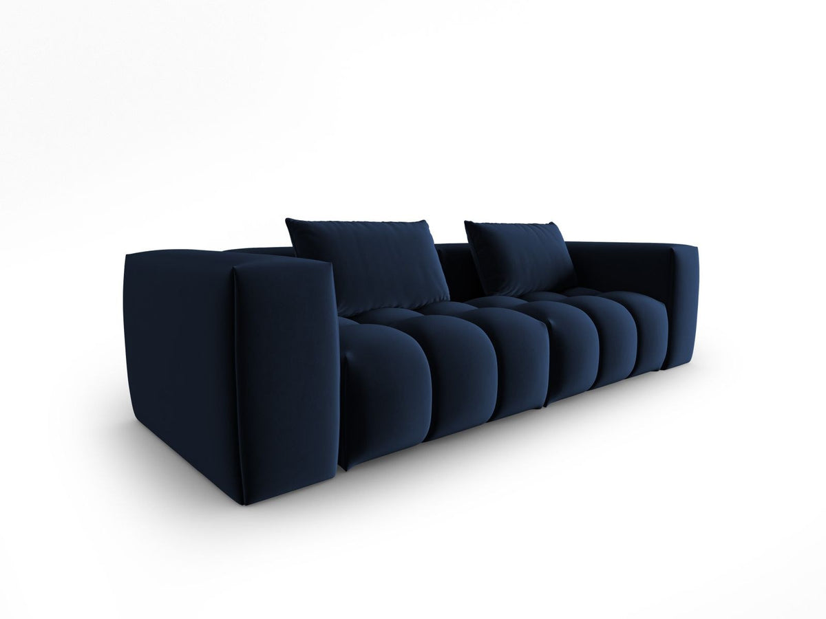 Modulares 3er Sofa Verona in Sand-Casino Samtstoff mit Massivholzrahmen und schwarzen Kunststoffbeinen, Cosmopolitan Design.