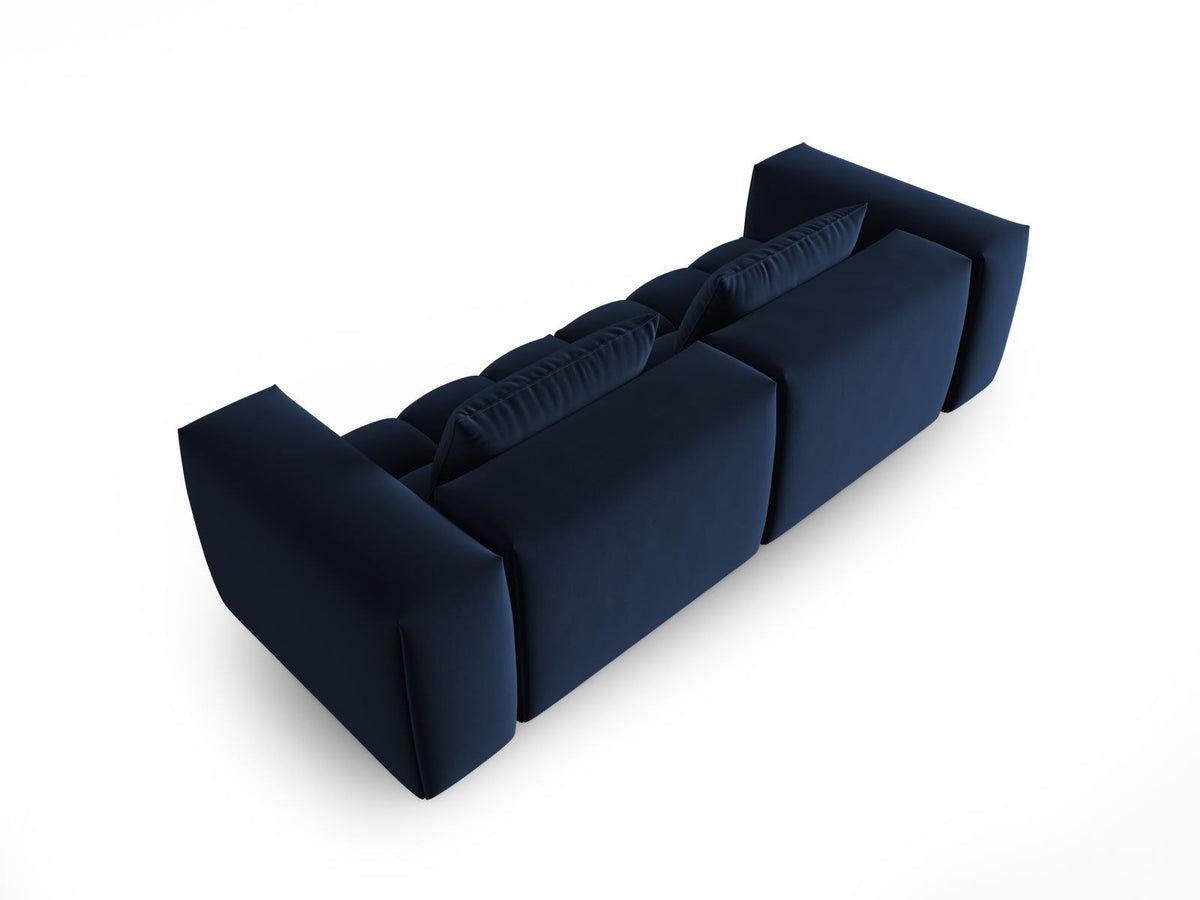 Modulares 3er Sofa Verona in Sand-Casino Samtstoff mit Massivholzrahmen und schwarzen Kunststoffbeinen, Cosmopolitan Design.