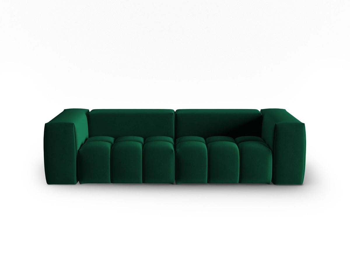 Modulares 3er Sofa Verona in Sand-Casino Samtstoff mit Massivholzrahmen und schwarzen Kunststoffbeinen, Cosmopolitan Design.