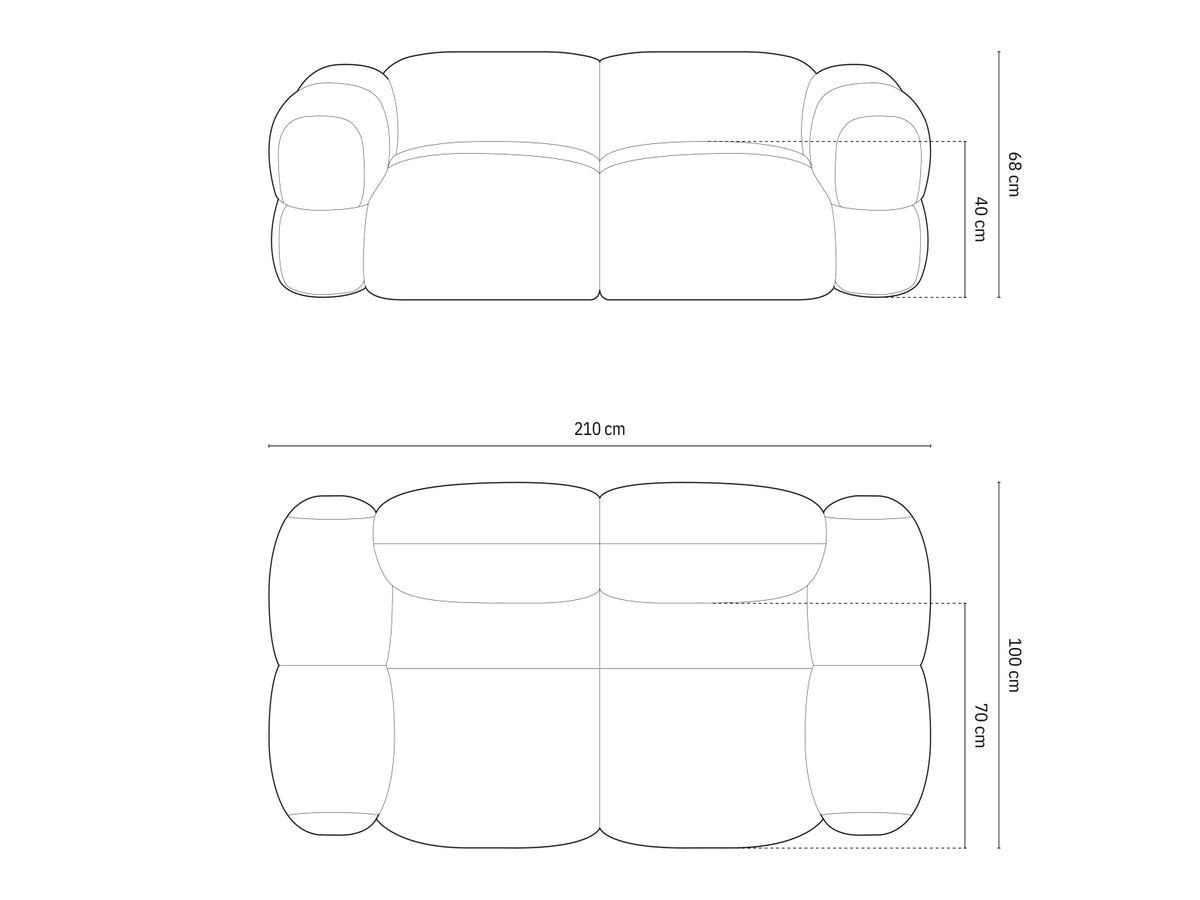 Loretto Sofa 3 Sitzer 100cm in Grey-Sorella präsentiert im Onlineshop von KAQTU Design AG. 3er Sofa ist von Cosmopolitan Design