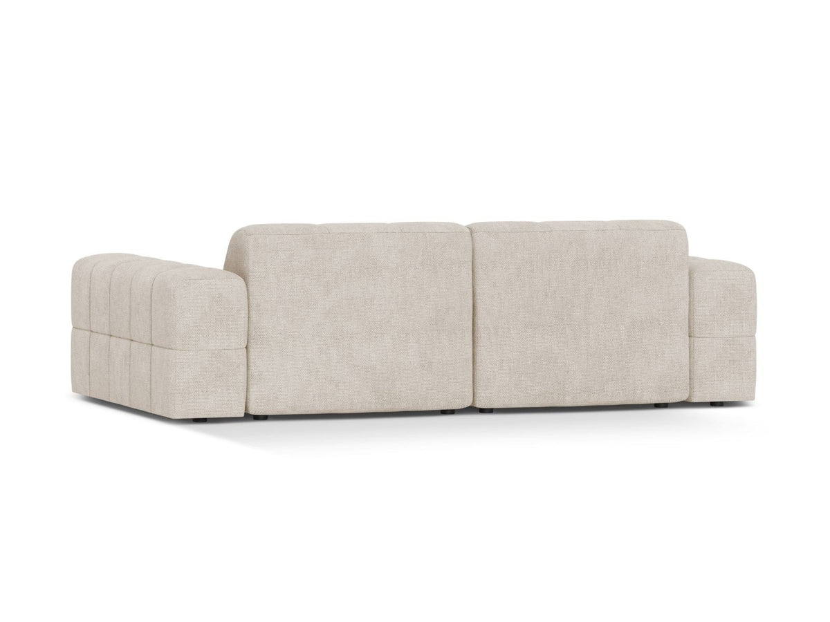 Cosmopolitan Design Chicago 3-Sitzer Sofa in Light Beige, Chenille-Stoff Eden, schwarze Kunststoffbeine, gerade Rückenlehne.