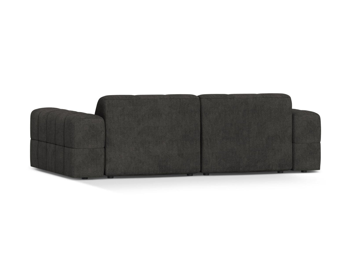 Cosmopolitan Design Chicago 3-Sitzer Sofa in Light Beige, Chenille-Stoff Eden, schwarze Kunststoffbeine, gerade Rückenlehne.