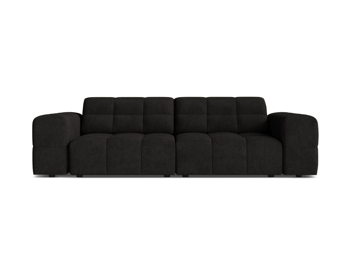Cosmopolitan Design Chicago 3-Sitzer Sofa in Light Beige, Chenille-Stoff Eden, schwarze Kunststoffbeine, gerade Rückenlehne.