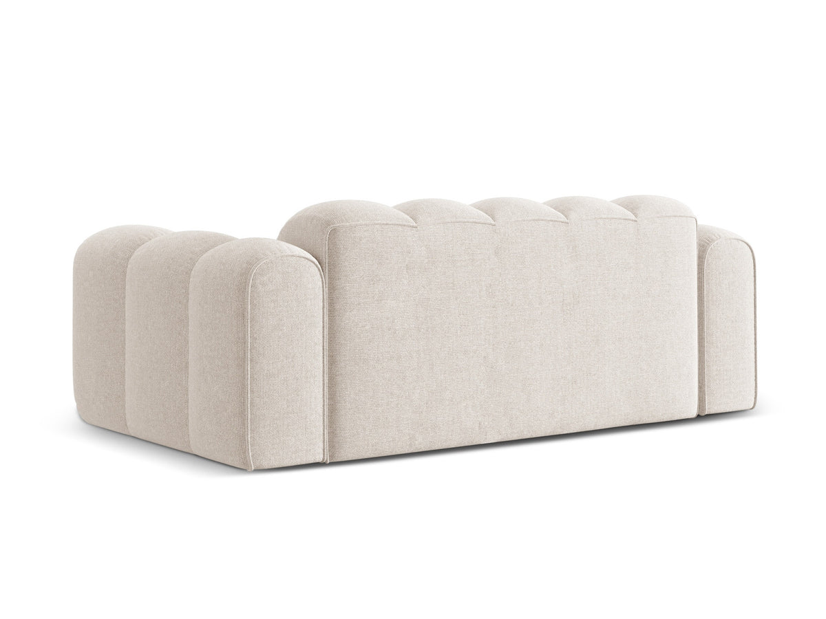 3er Sofa Treno mit Stoffbezug, schwarzen Kunststoffbeinen und flacher Rückenlehne