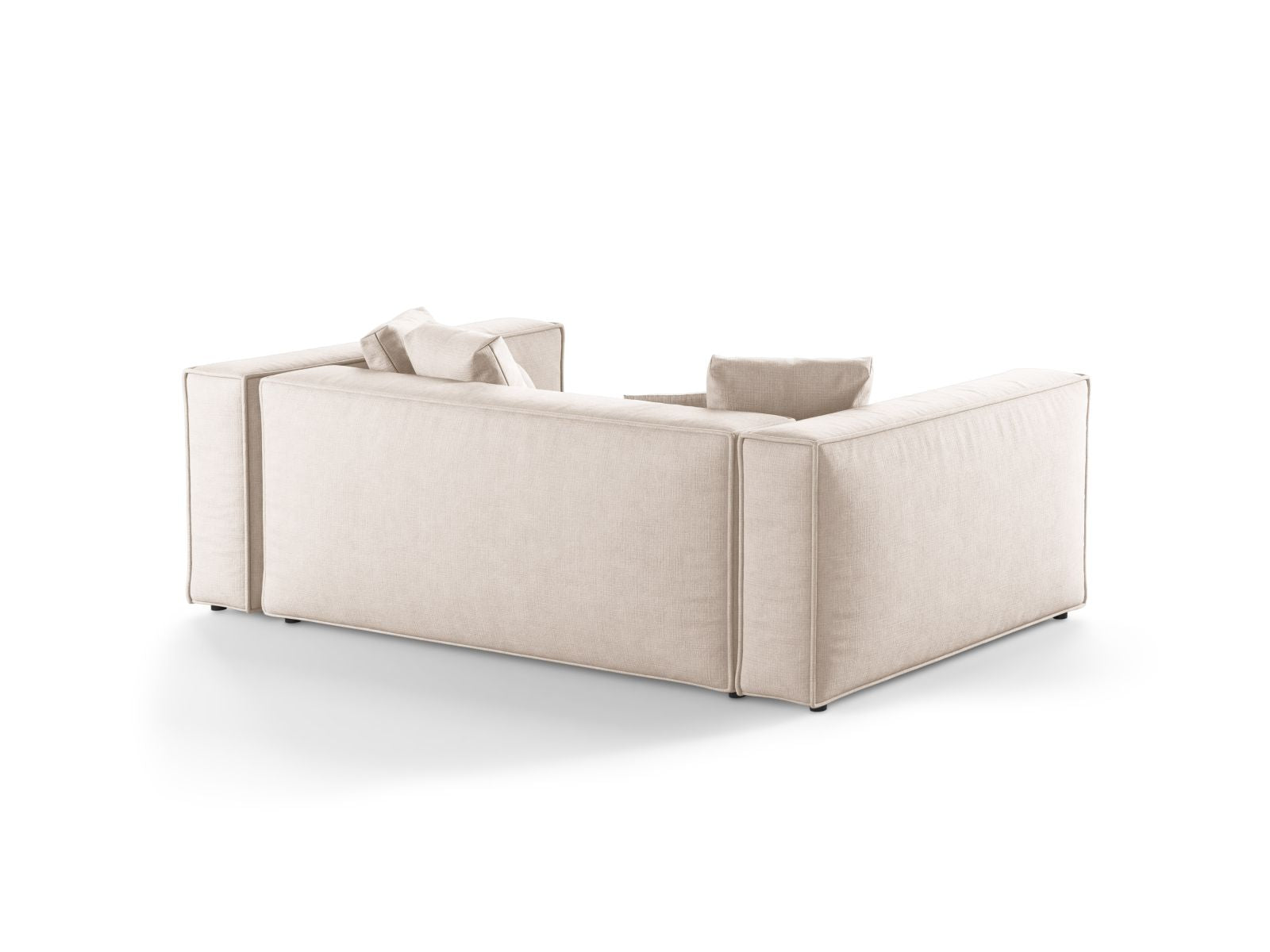 Stilvolles 3-Sitzer Sofa Aveiro in sanften Beigetönen, perfekt für zeitgemäße Wohnräume und gemütliche Entspannung.