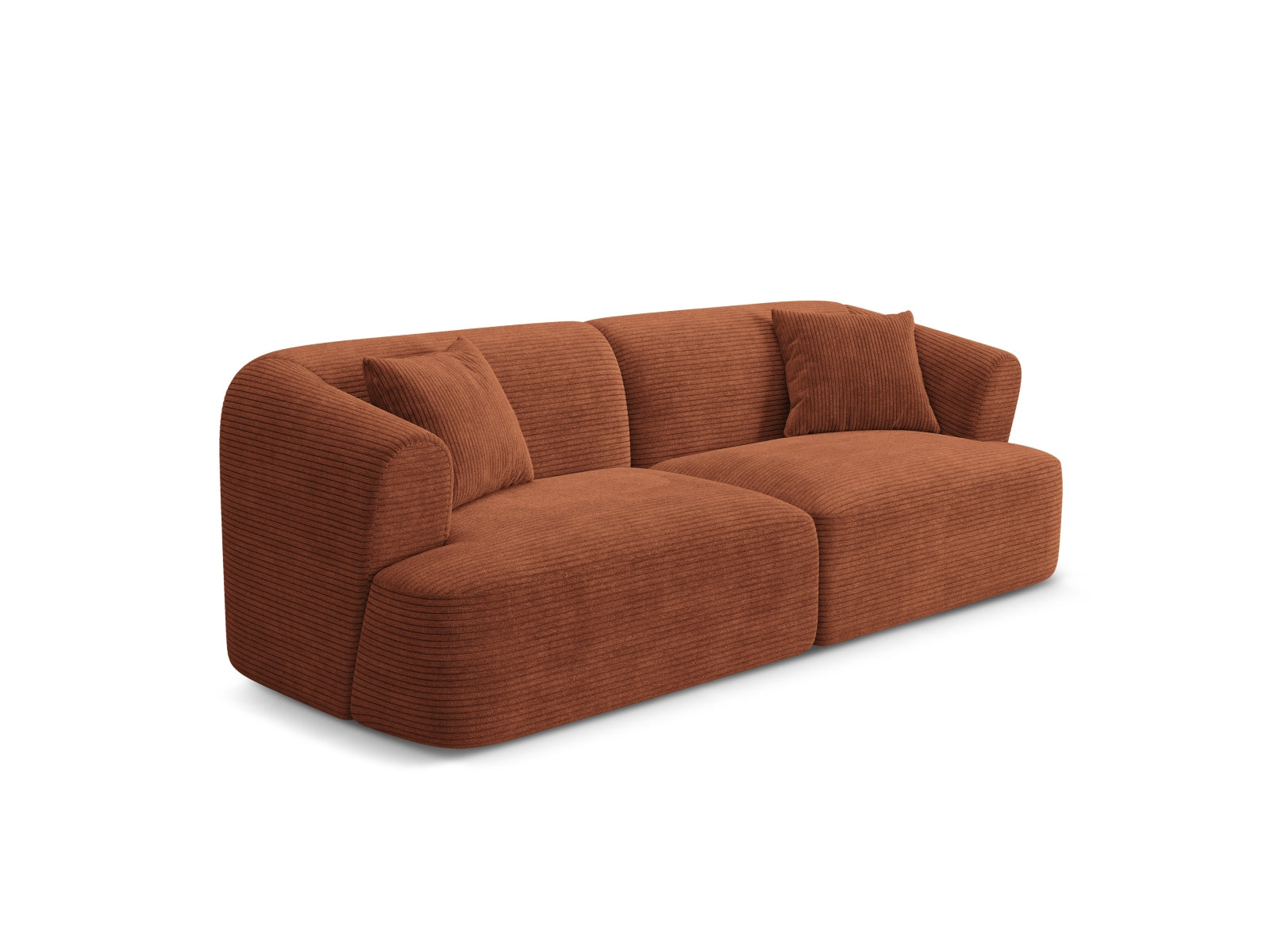 Elegantes 3-Sitzer Sofa Campi in warmem Terracotta, ideal für stilvolle Wohnräume. Modular und vielseitig einsetzbar.