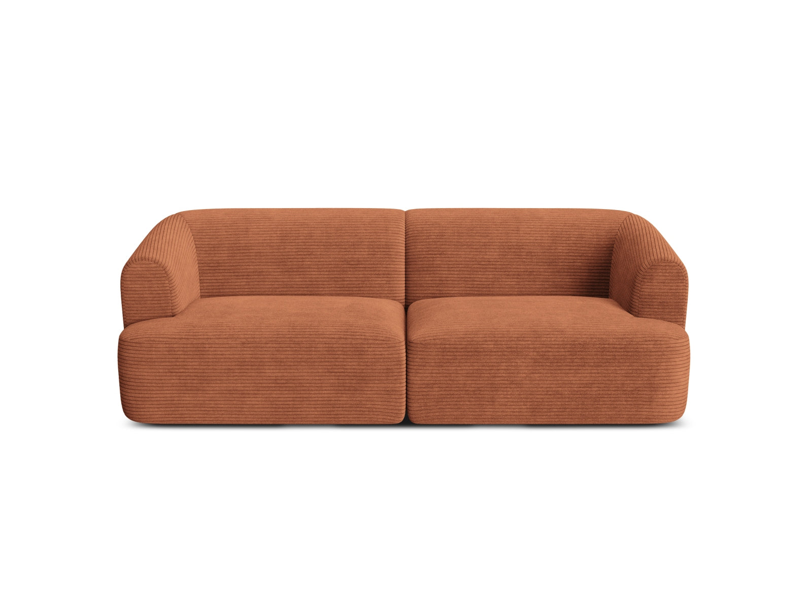 Elegantes 3-Sitzer Sofa Campi in warmem Terracotta, ideal für stilvolle Wohnräume und vielseitige Einrichtungsmöglichkeiten.