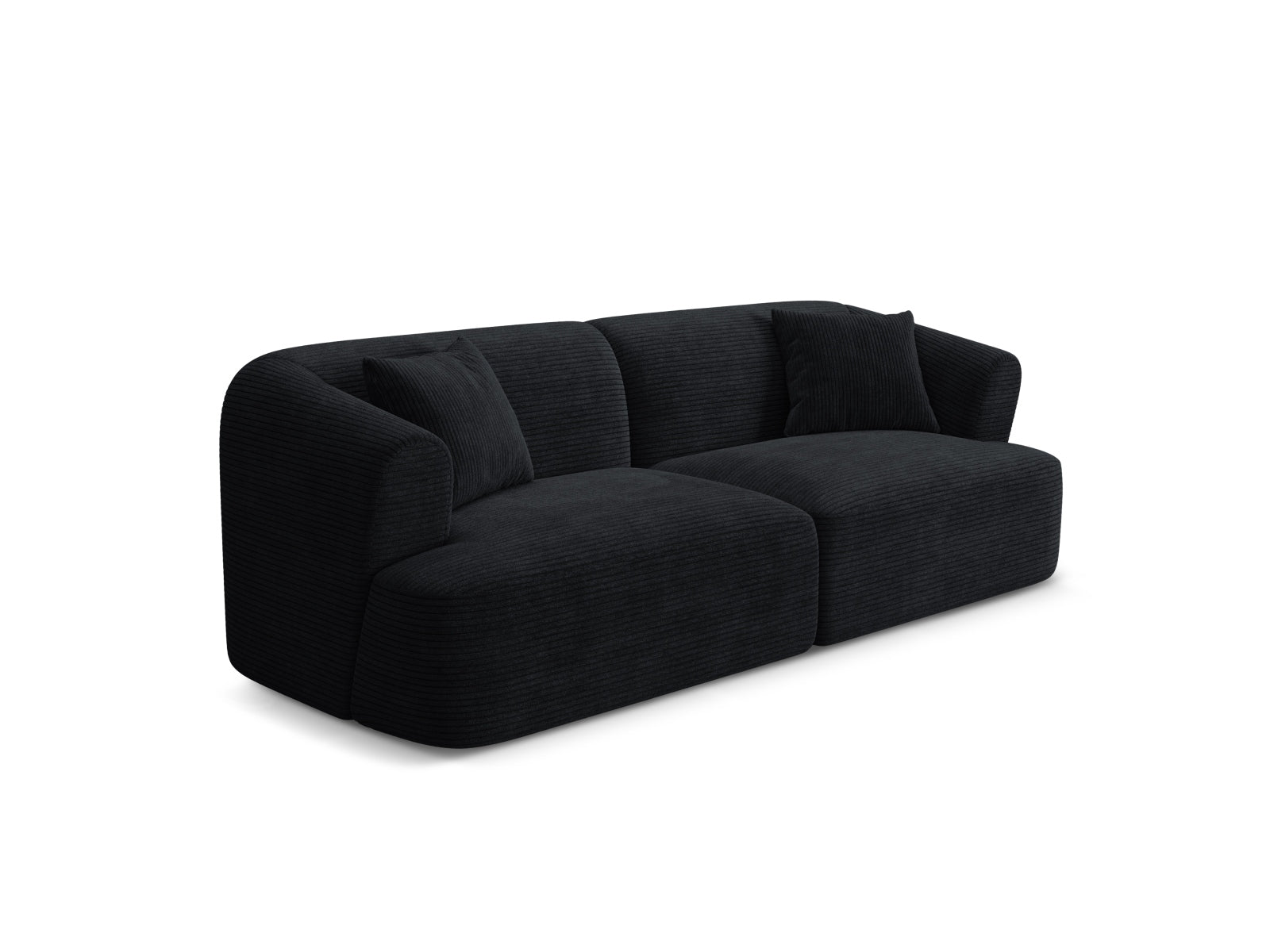 Elegantes 3-Sitzer Sofa Campi in stilvollem Schwarz, ideal für moderne Wohnräume, erhältlich bei KAQTU Design AG.
