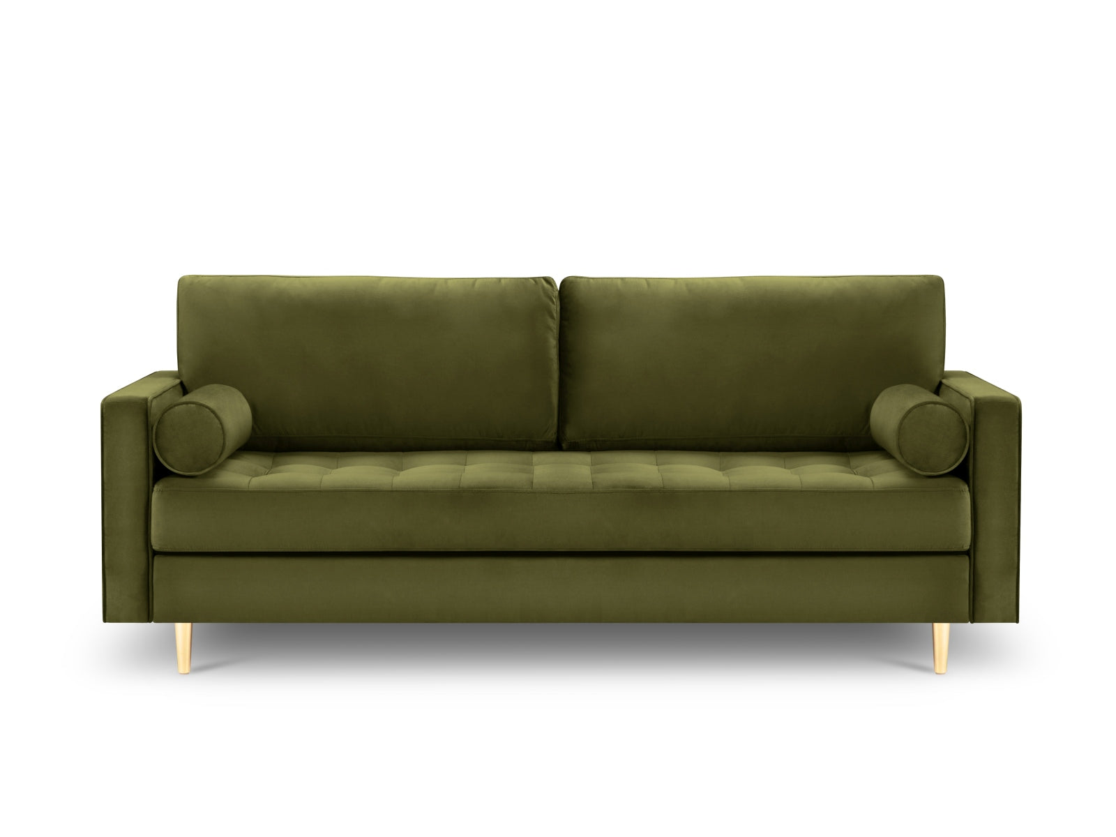 Modernes 3-Sitzer Sofa Aspen in ansprechendem Grünton, perfekt für zeitgemäße Wohnkonzepte, designt von Cosmopolitan Design.
