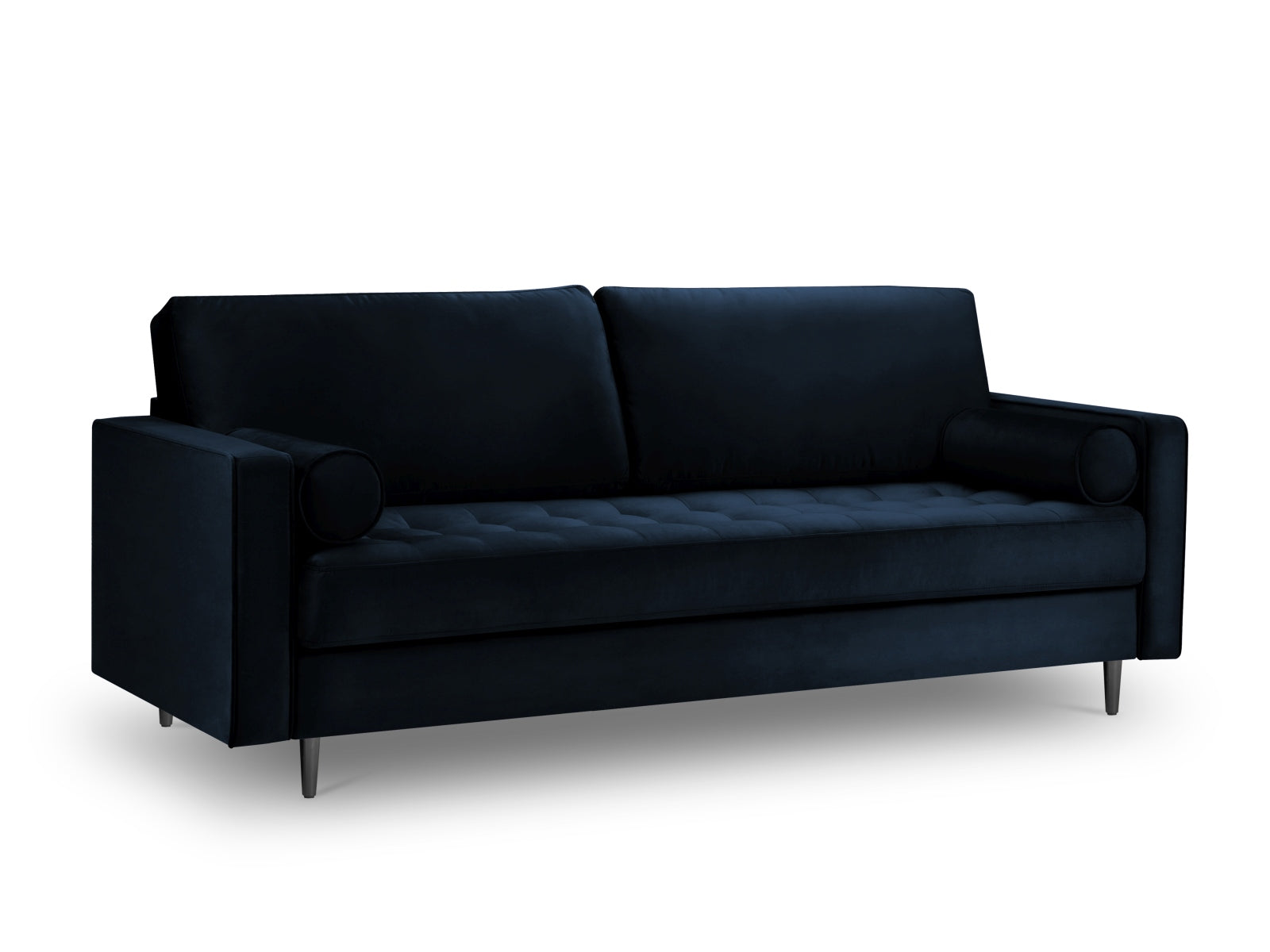 Elegantes 3-Sitzer Sofa Aspen in edlem Blau, ideal für moderne Wohnräume, vereint Komfort und ansprechendes Design.