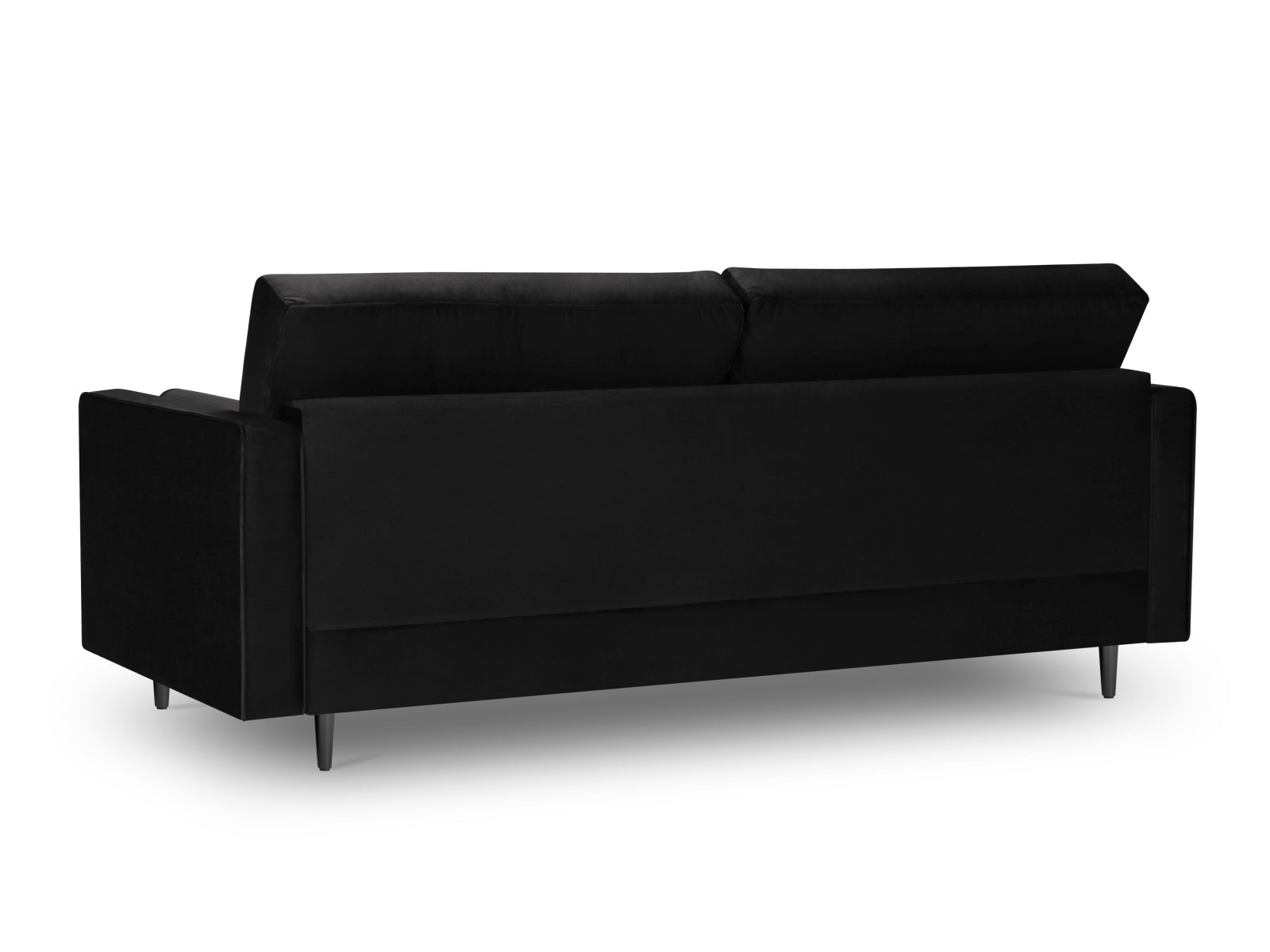 Modernes 3-Sitzer Sofa Aspen in edlem Schwarz, perfekt für stilvolle Wohnzimmer, entworfen von Cosmopolitan Design.