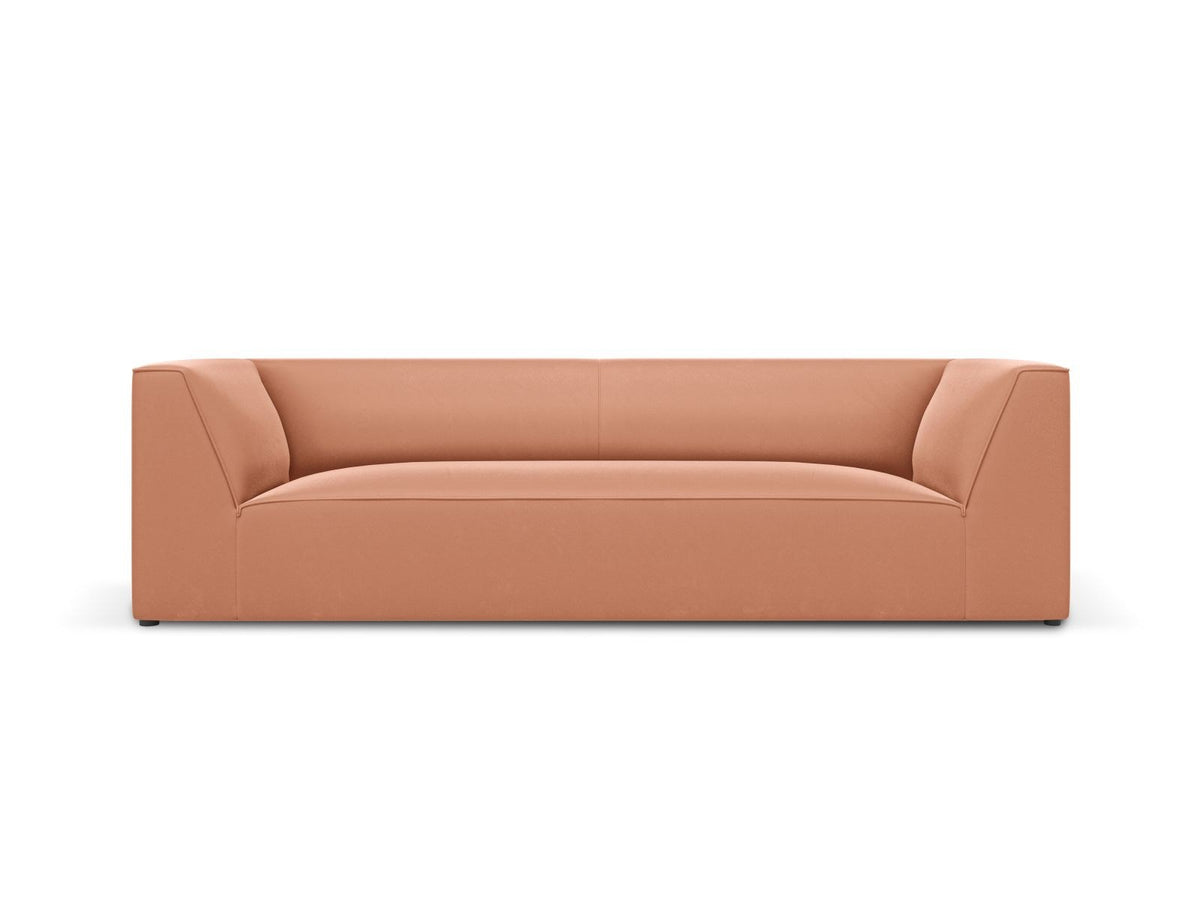 Dreisitzer-Sofa mit schwarzem Samtbezug (Salvador), Massivholzrahmen und schwarzen Kunststoffbeinen, Breite 232 cm.