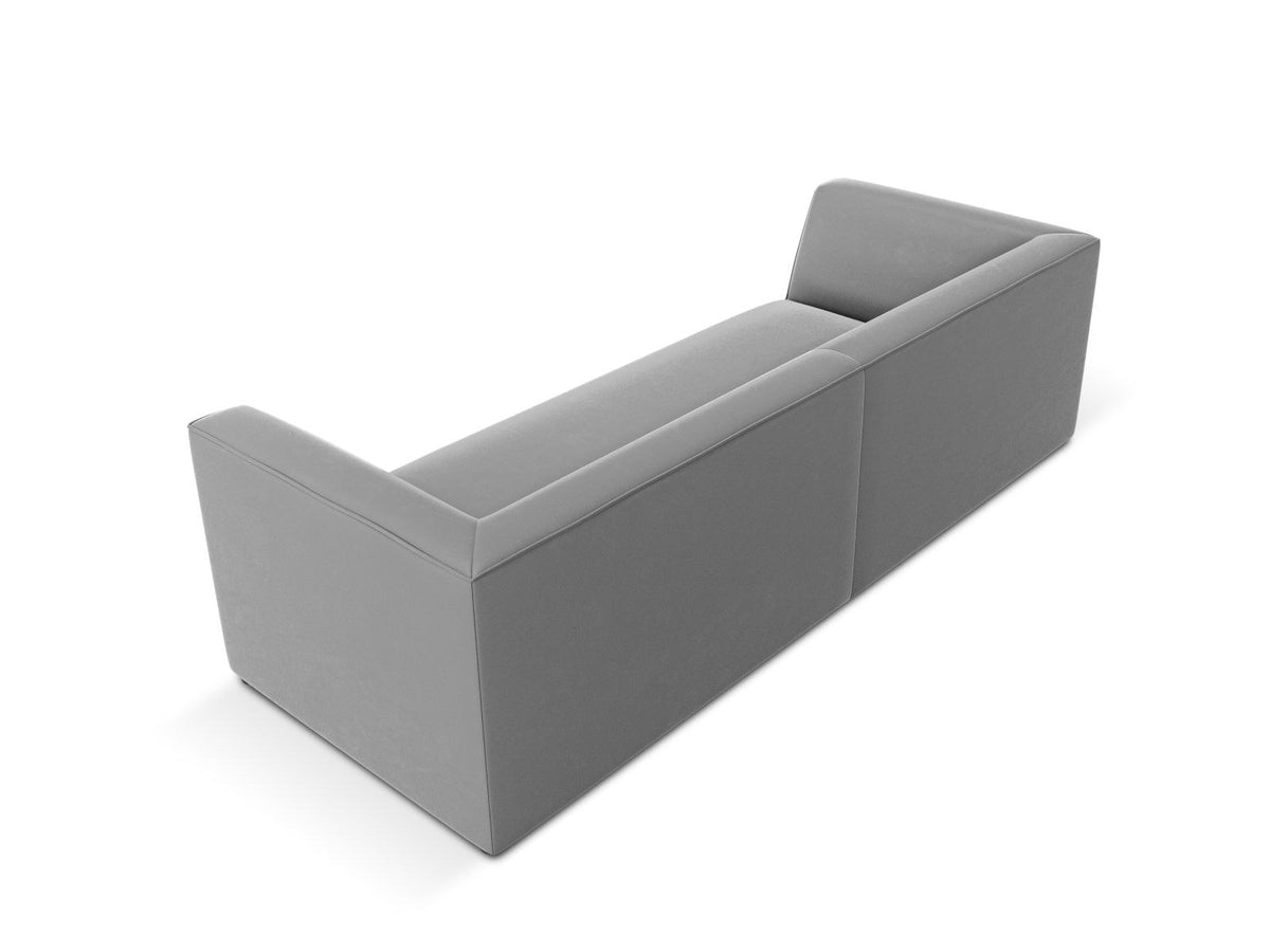 Dreisitzer-Sofa mit schwarzem Samtbezug (Salvador), Massivholzrahmen und schwarzen Kunststoffbeinen, Breite 232 cm.