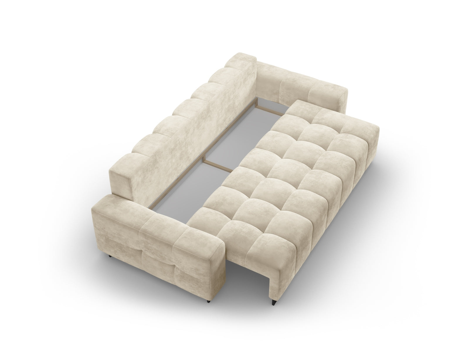 Entdecken Sie das Wicklow Velour Sofa von Cosmopolitan Design – elegantes 3-Sitzer Sofa mit praktischer Schlaffunktion und integriertem Stauraum.