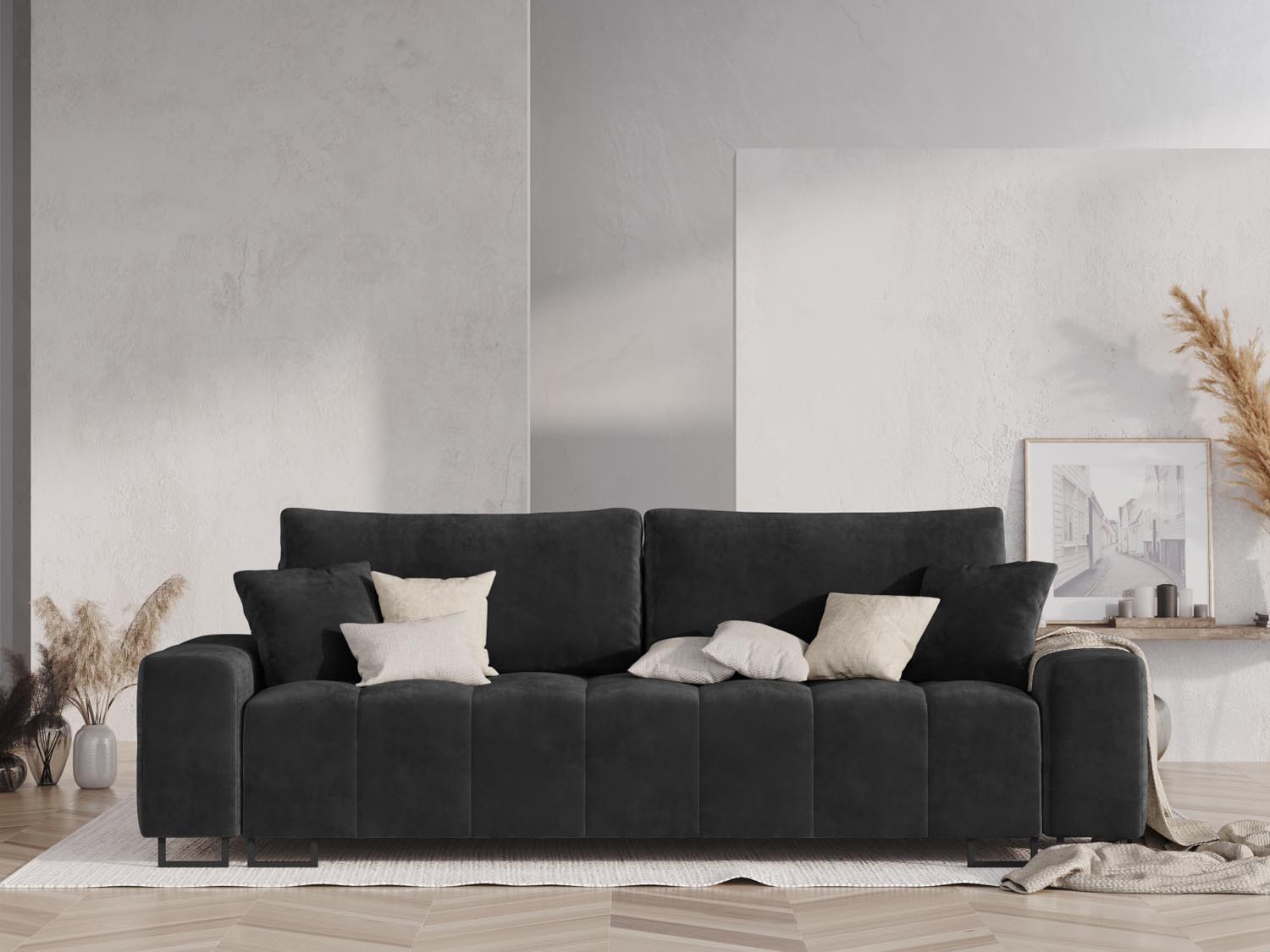 Entdecken Sie das Wicklow Velour Sofa von Cosmopolitan Design – elegantes 3-Sitzer Sofa mit innovativer Schlaffunktion und nützlichem Stauraum.