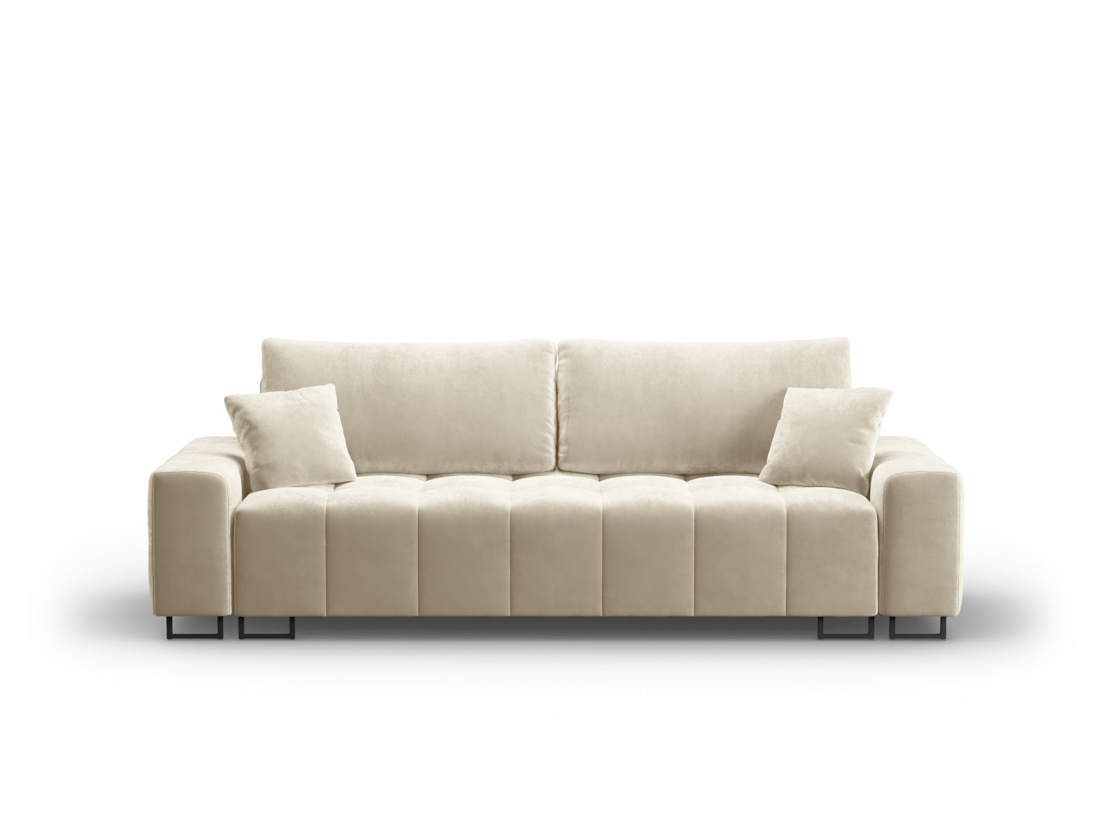 Wicklow Velour Sofa mit Schlaffunktion und Stauraum 3 Sitzer in Beige präsentiert im Onlineshop von KAQTU Design AG. Bettsofa ist von Cosmopolitan Design