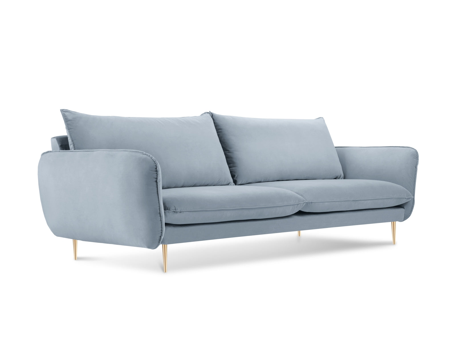 Vienna Velour Sofa 3 Sitzer 92cm in Light Blue/Gold-Bluvel präsentiert im Onlineshop von KAQTU Design AG. 3er Sofa ist von Cosmopolitan Design