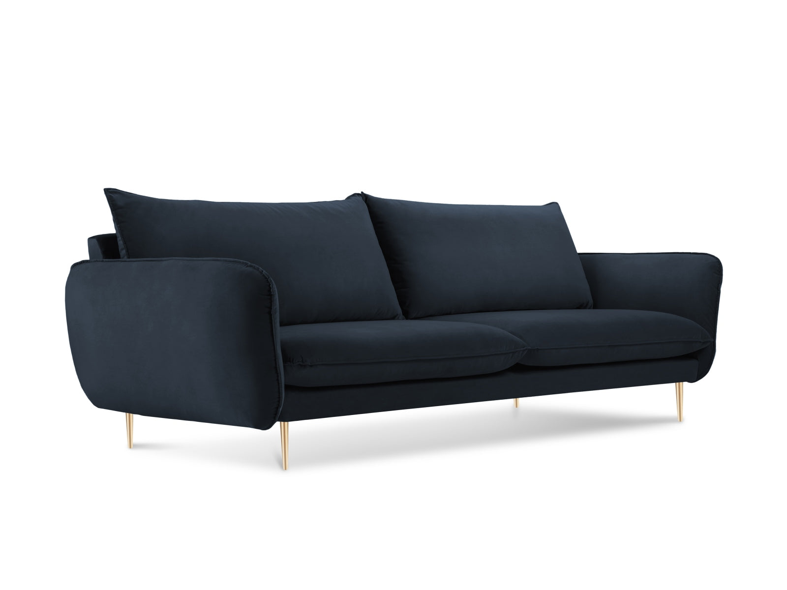 Vienna Velour Sofa 3 Sitzer 92cm in Dark Blue/Gold-Bluvel präsentiert im Onlineshop von KAQTU Design AG. 3er Sofa ist von Cosmopolitan Design